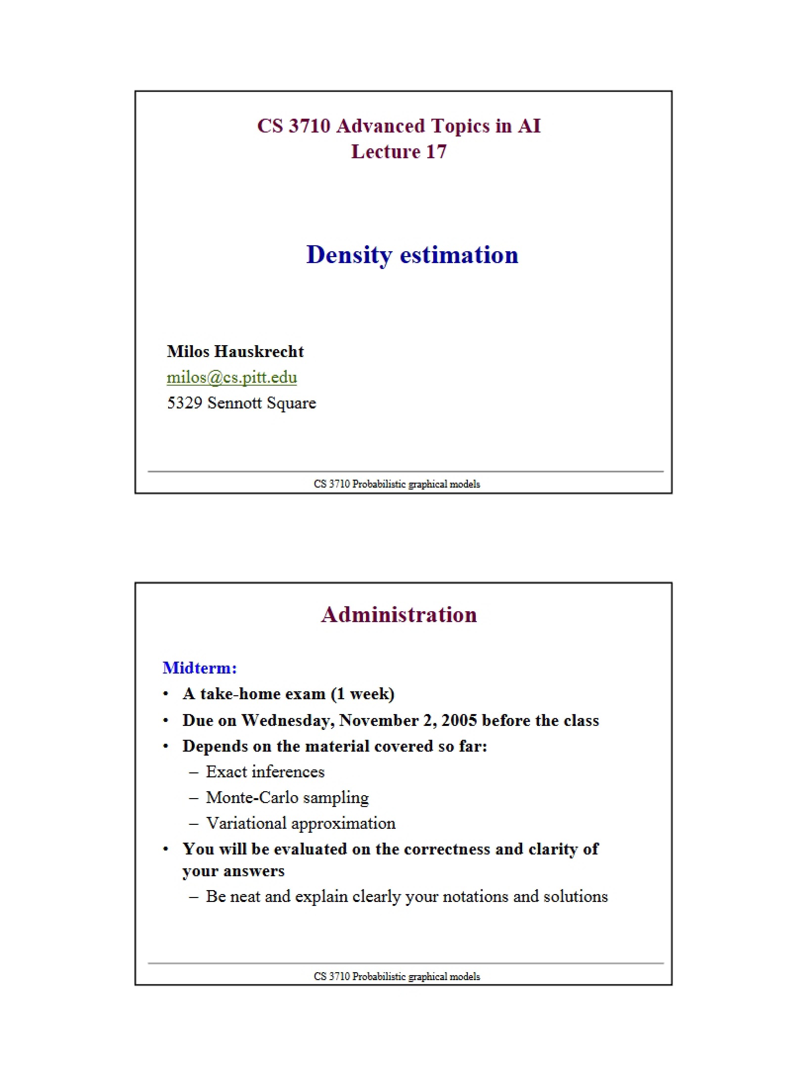 Estimation of Density