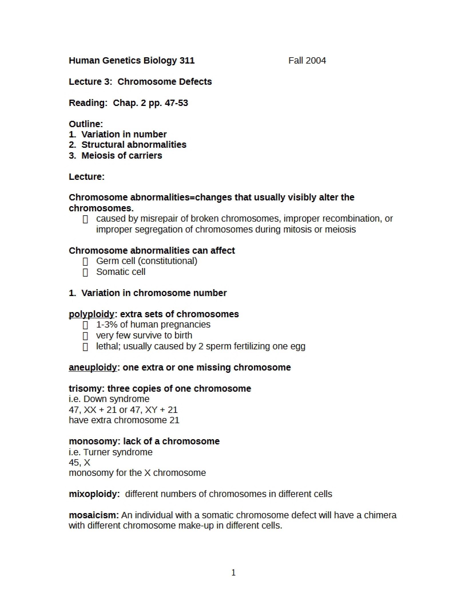 Chromosomal Abnormalities