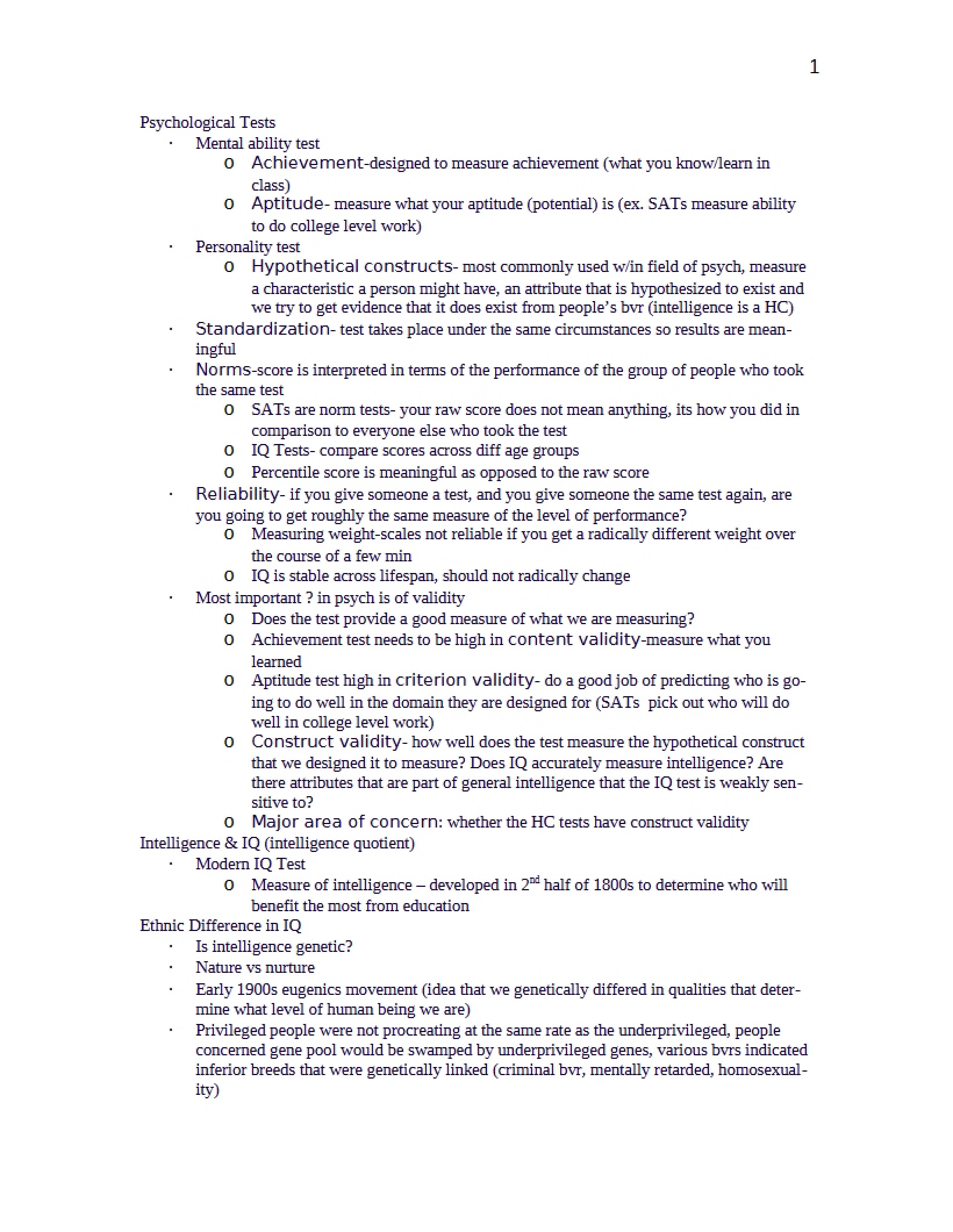 Class Study Guide