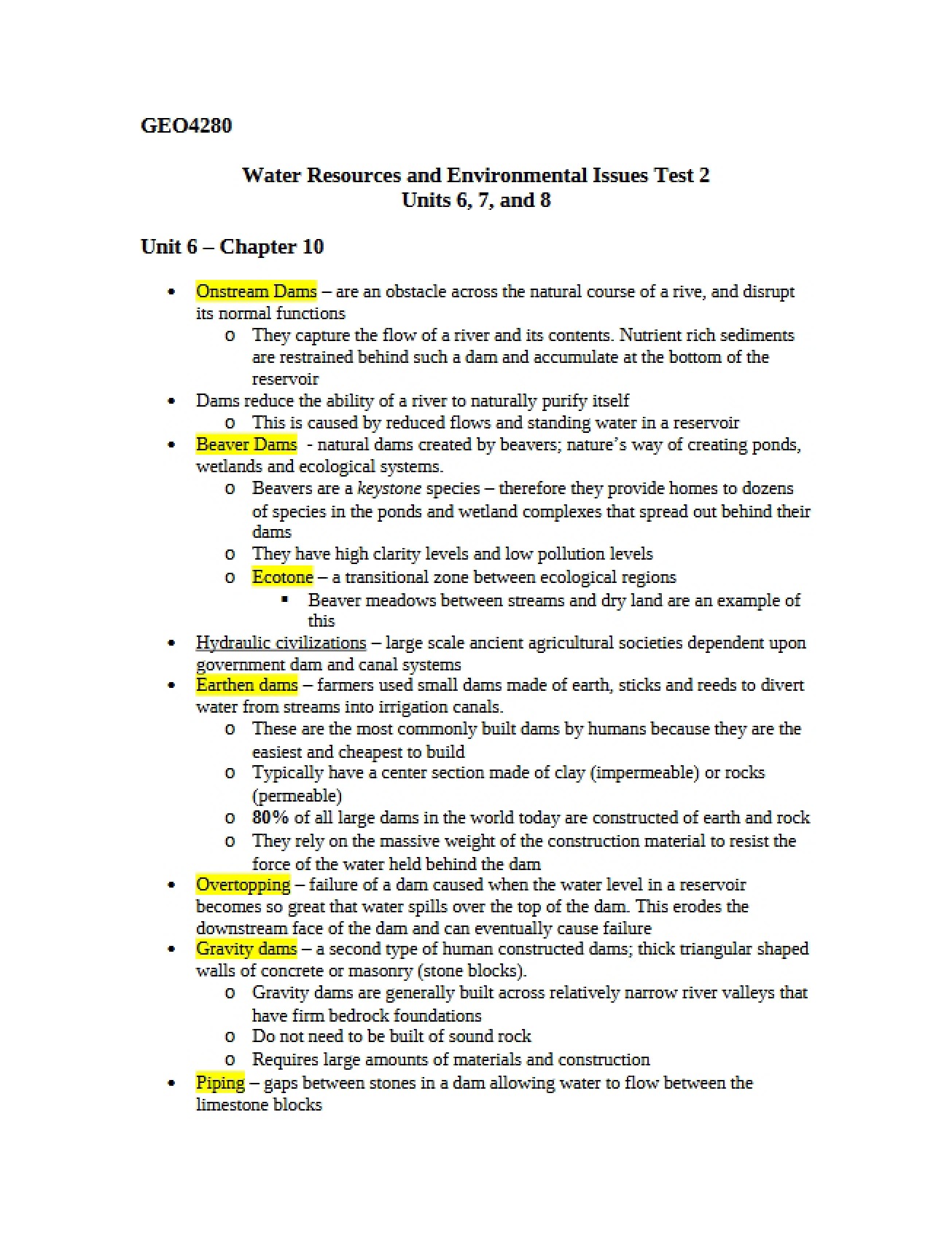 Second Test on Water Resources and Environmental Issues