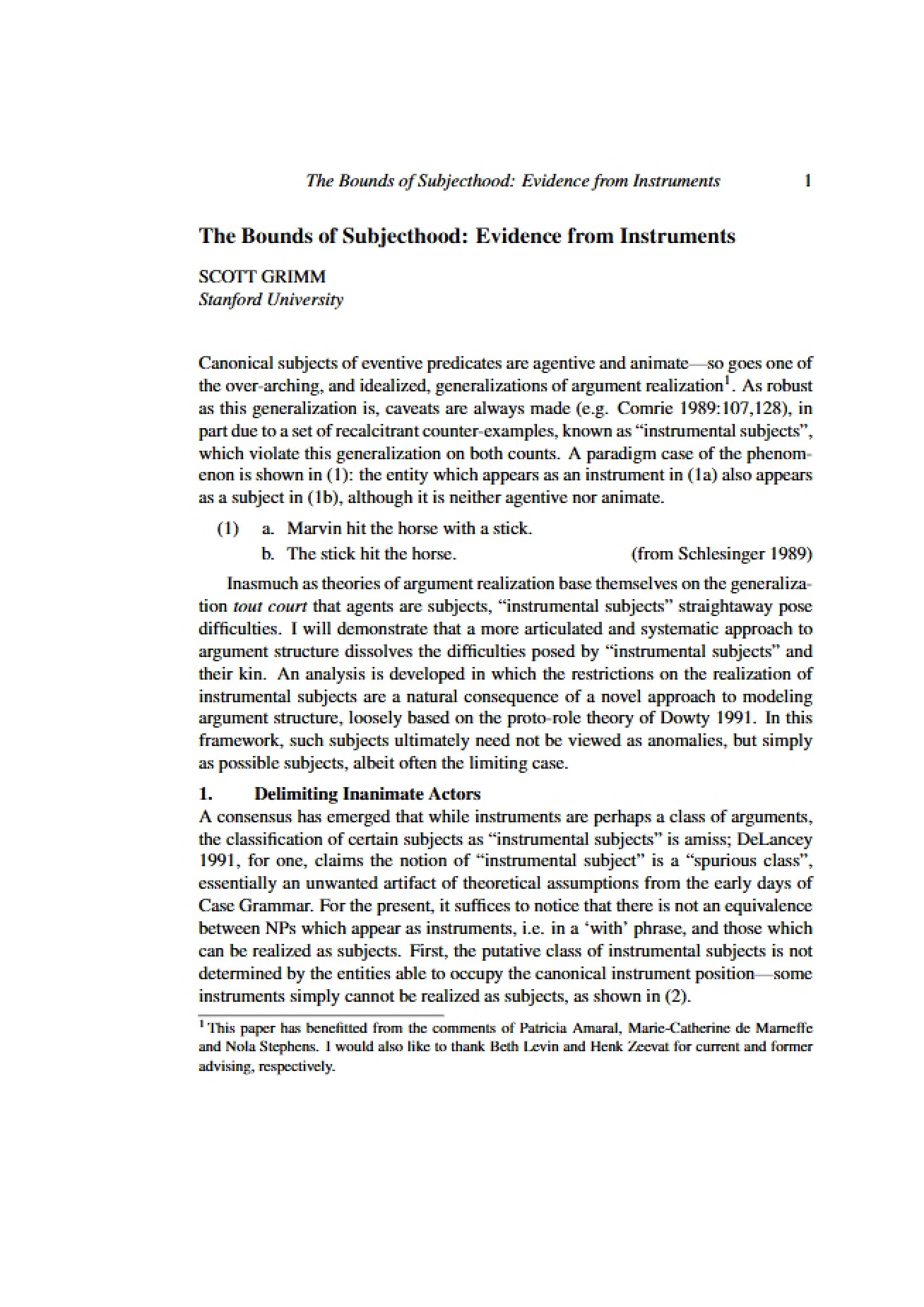 Subjecthood Bounds Evidence from Instruments