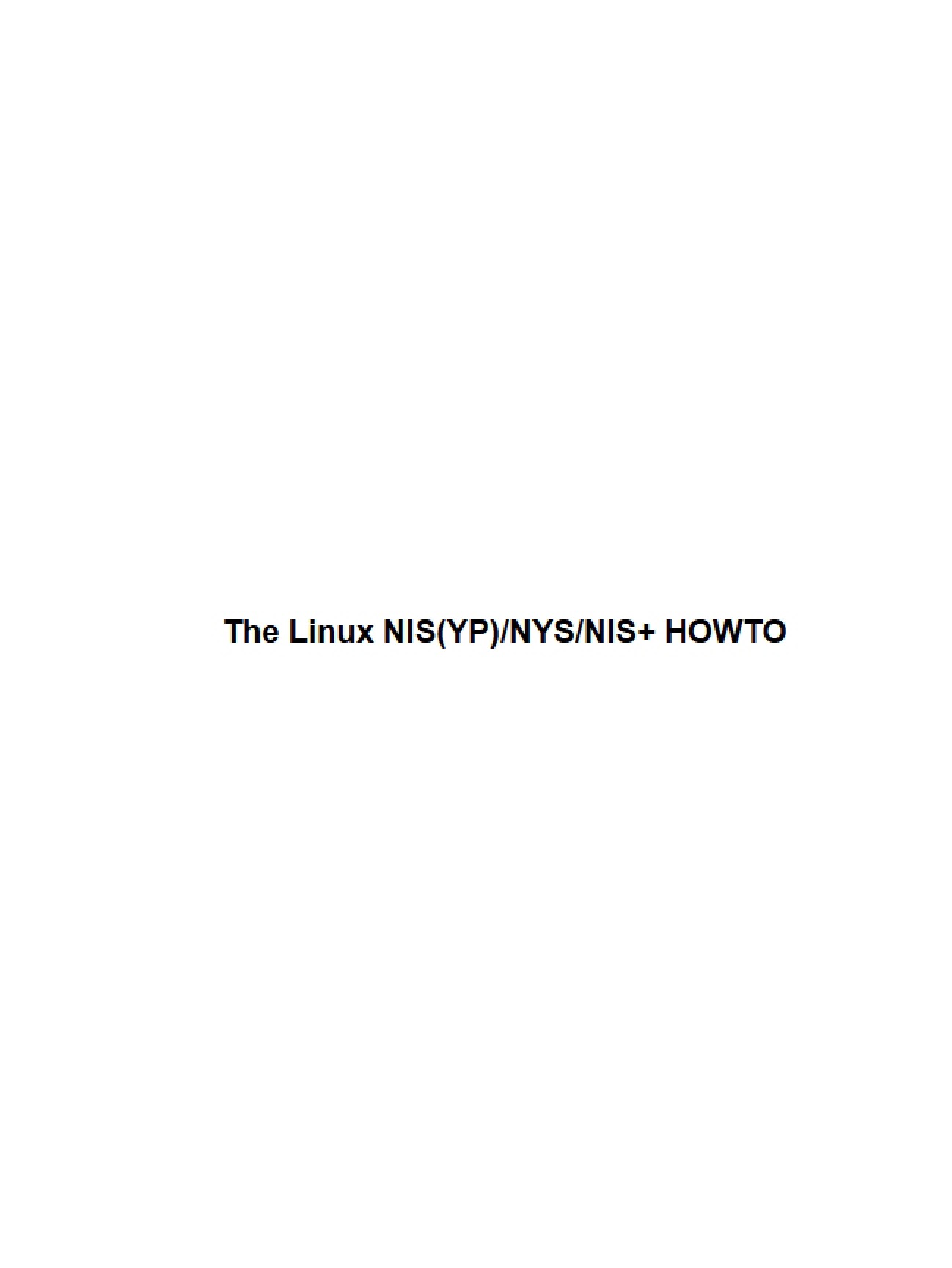 HOWTO: NIS