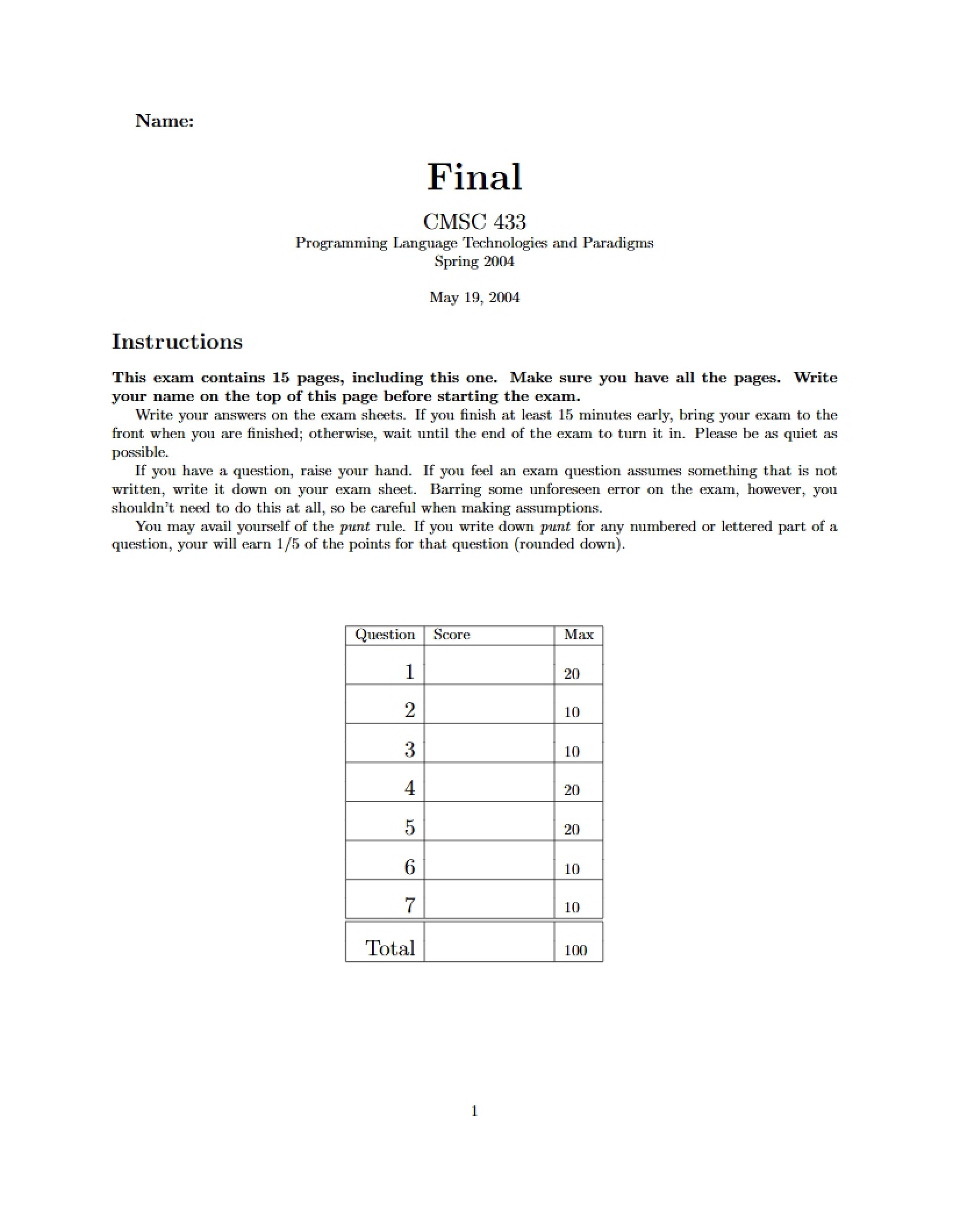 Course Final - CMSC 433