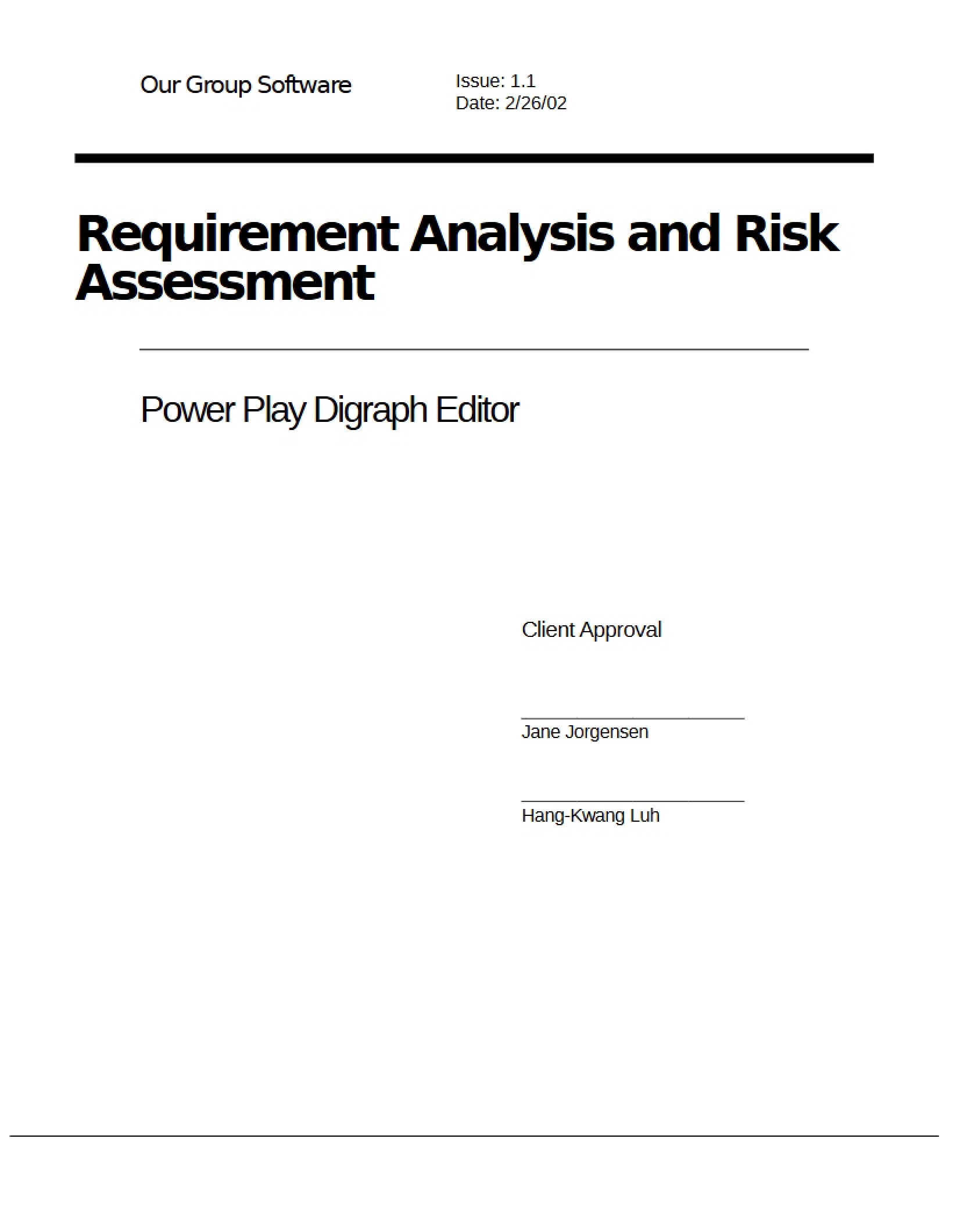 Risk Assessment and Requirement Analysis