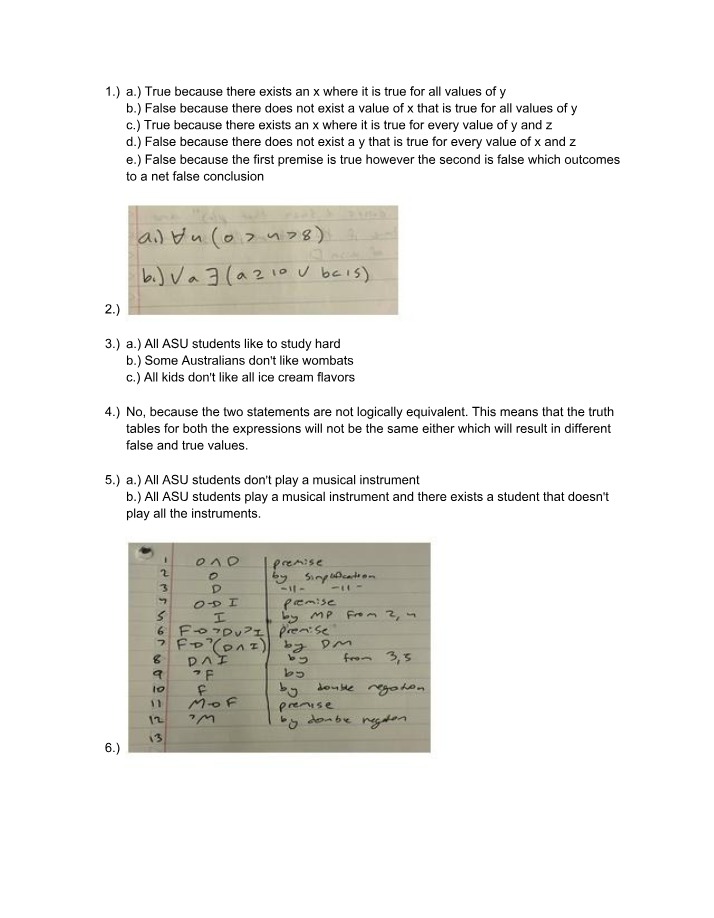 Logical Statements, Truth Values, and Proofs Exercises