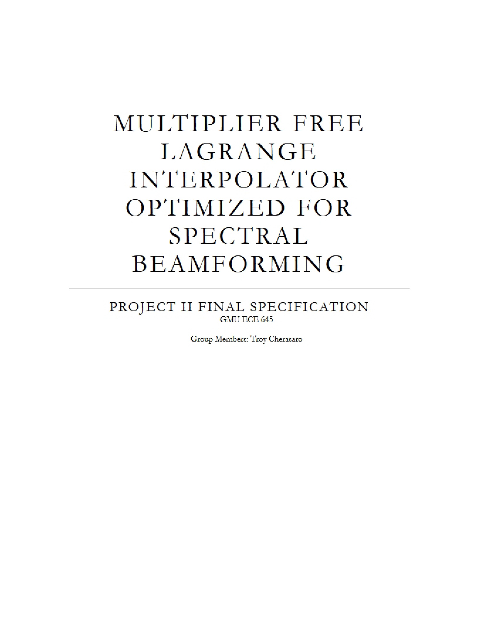 Optimized Lagrange Interpolator Without Multipliers