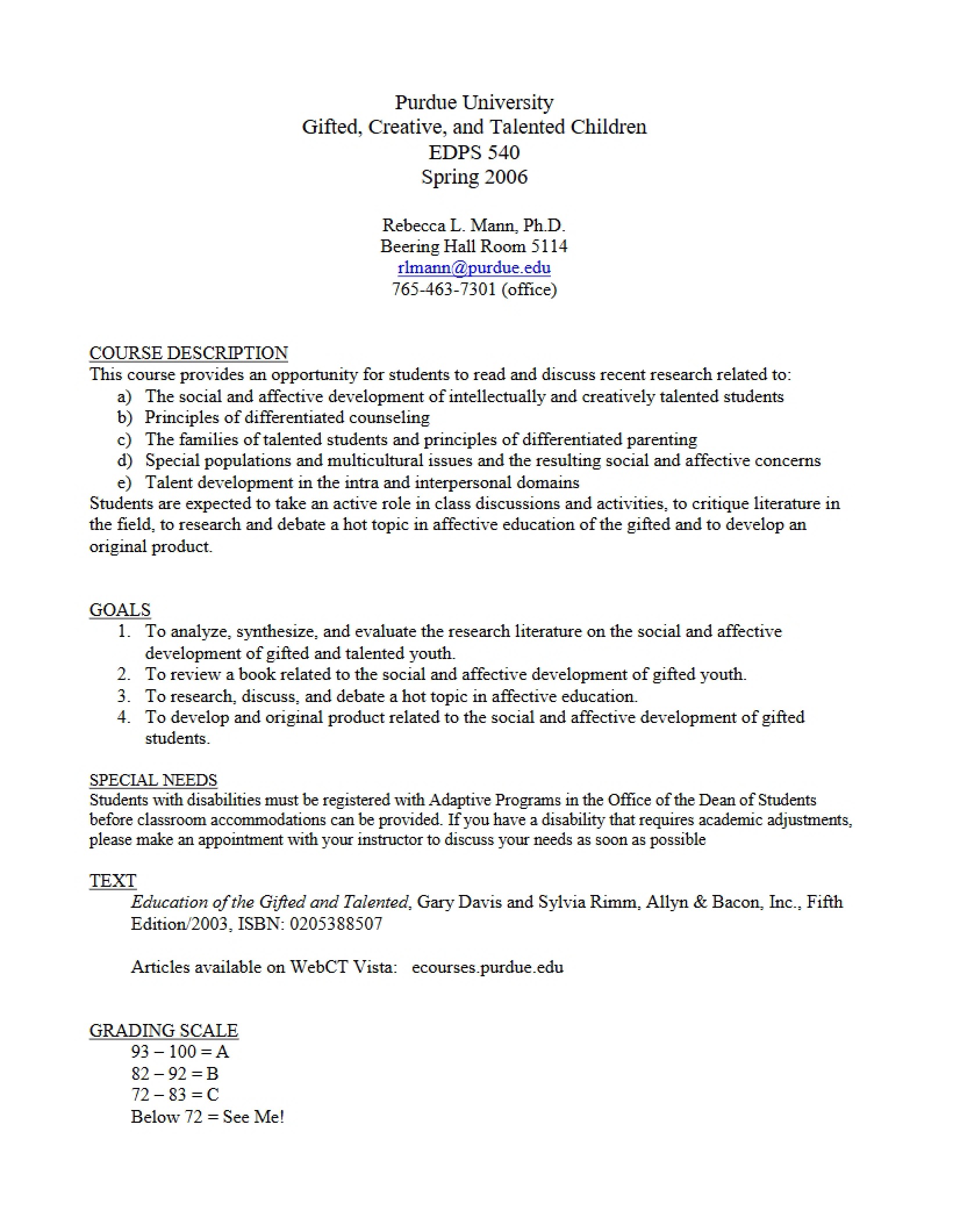 Syllabus - 3 Pages