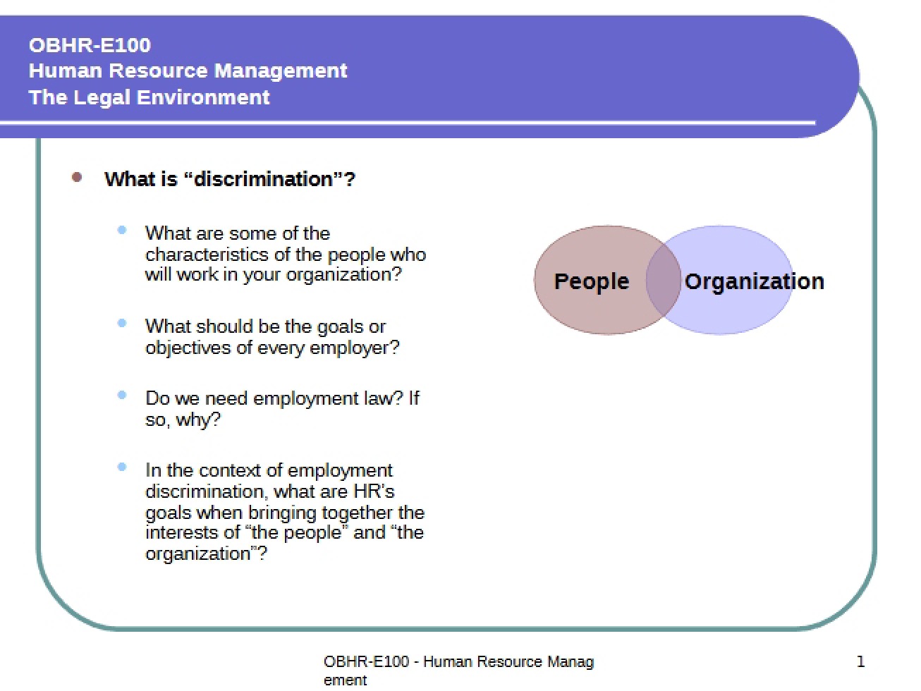 Legal Environment in Human Resources