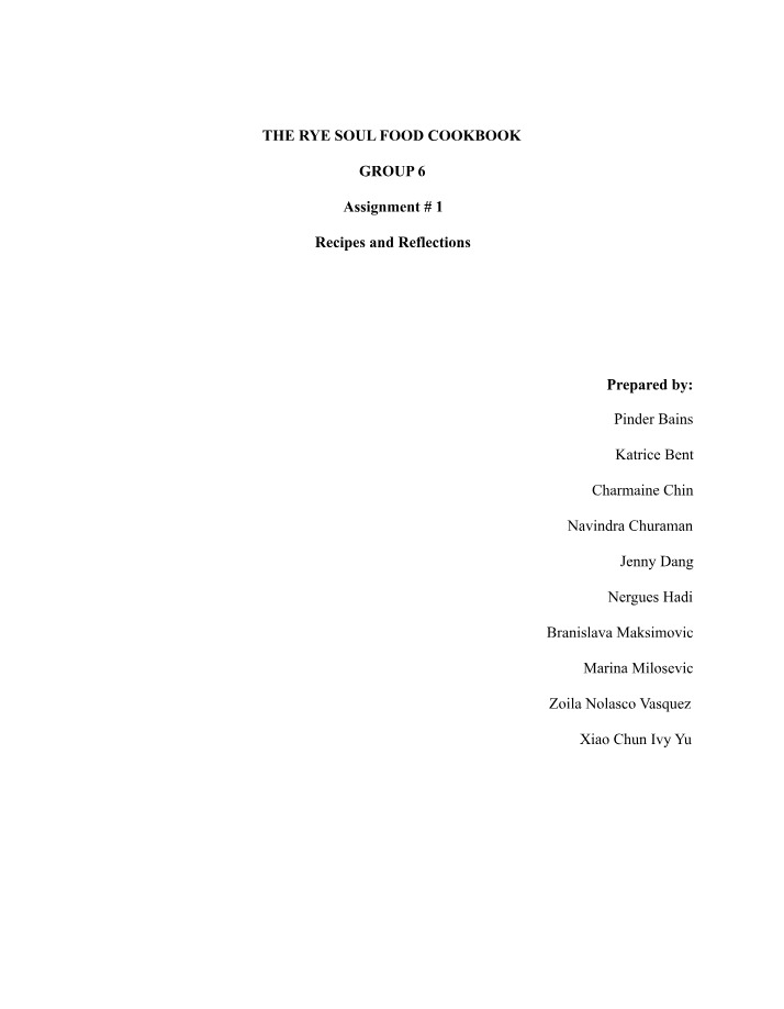 Recipe Reflection - Navin Churaman (SOC808 Group 6)