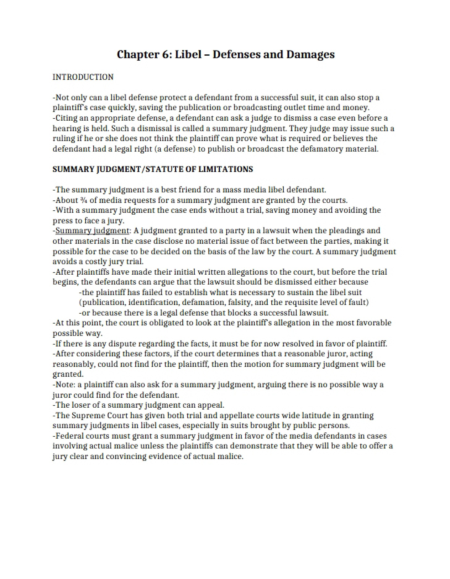Chapter 6 Defamation Law