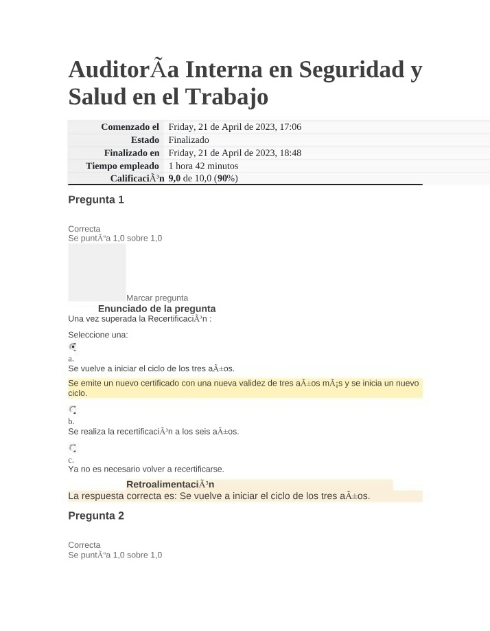 Auditoría Interna de Seguridad y Salud en el Trabajo
