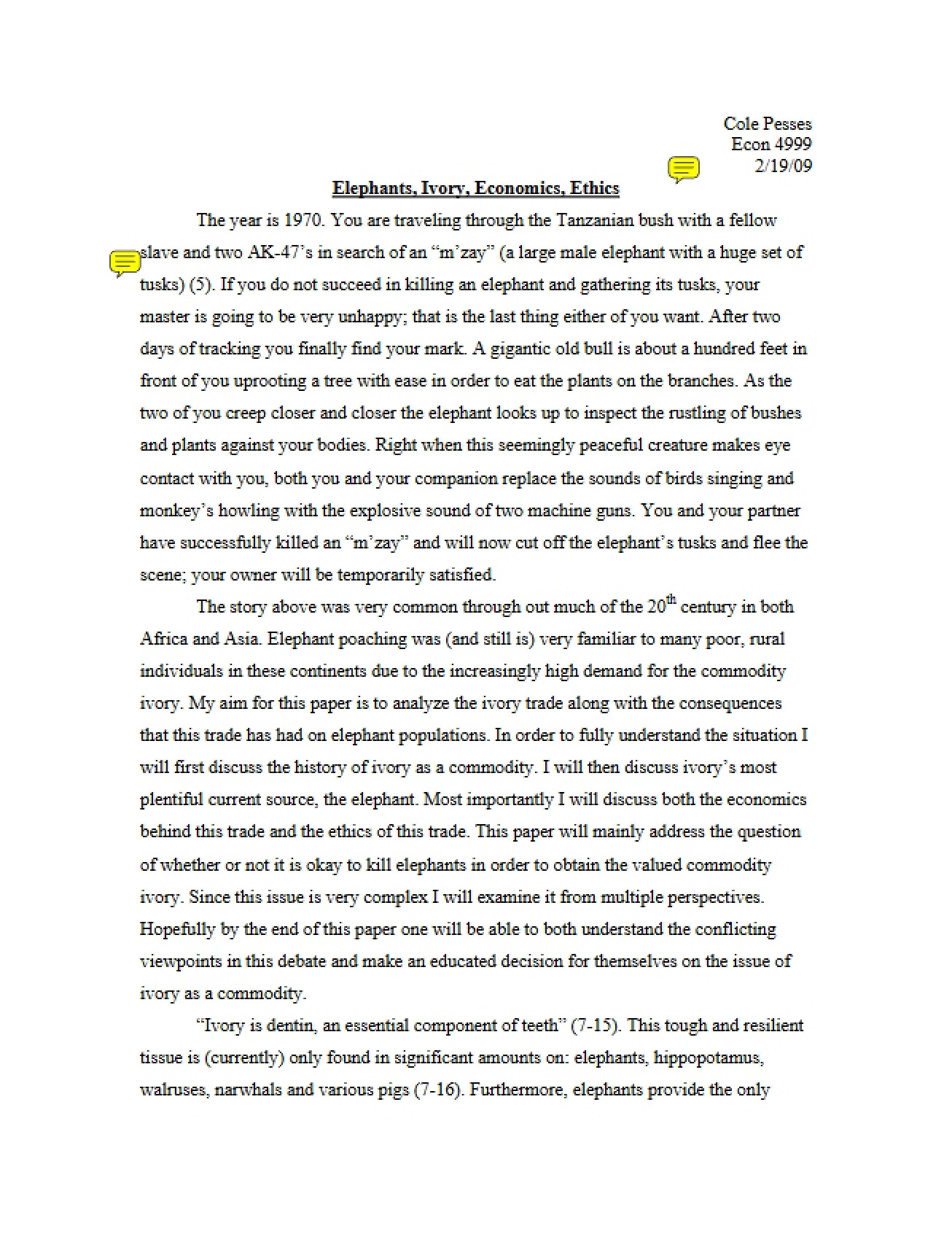 Economics, Ethics, and the Ivory Trade with Elephants