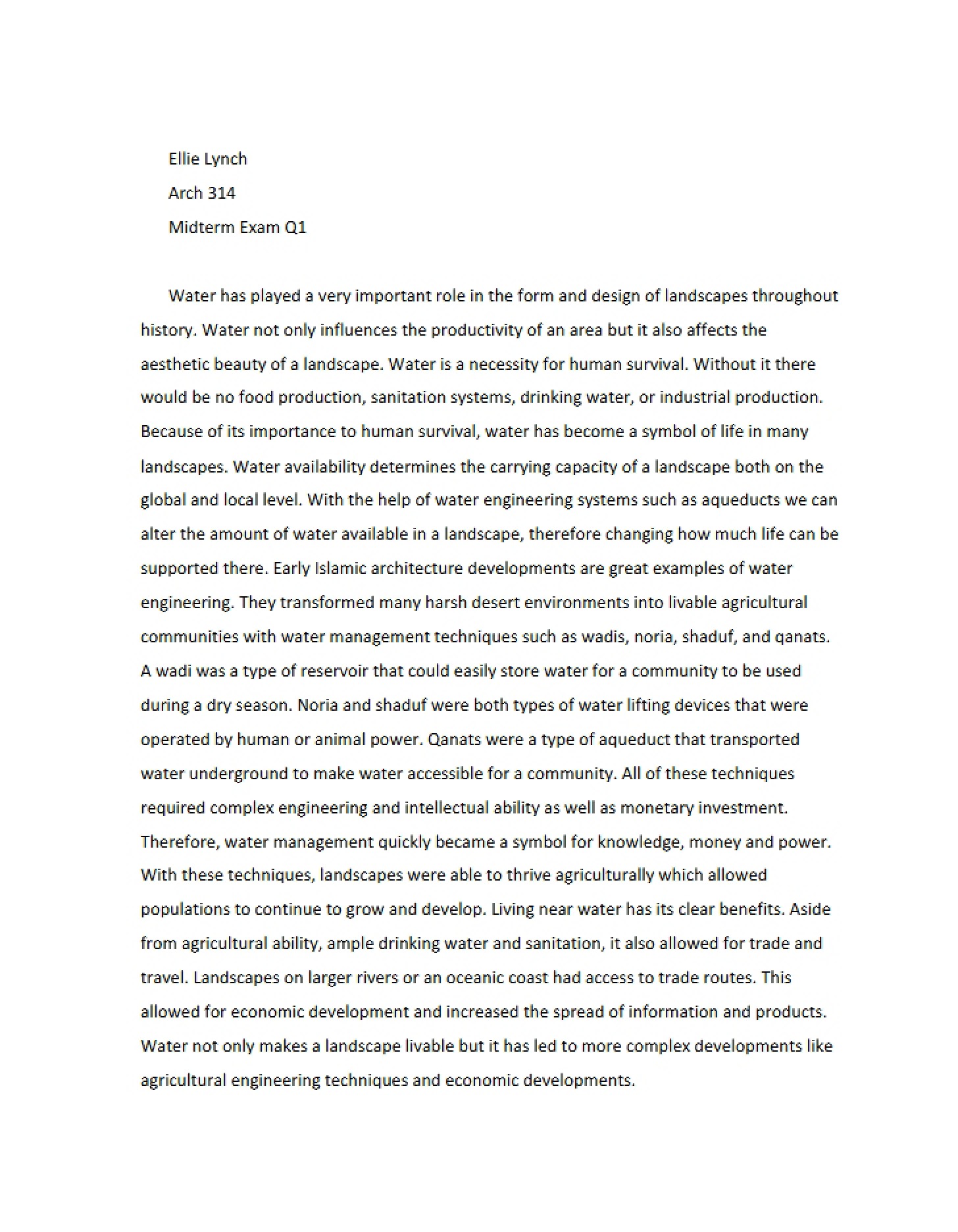 Question 1 Midterm Exam