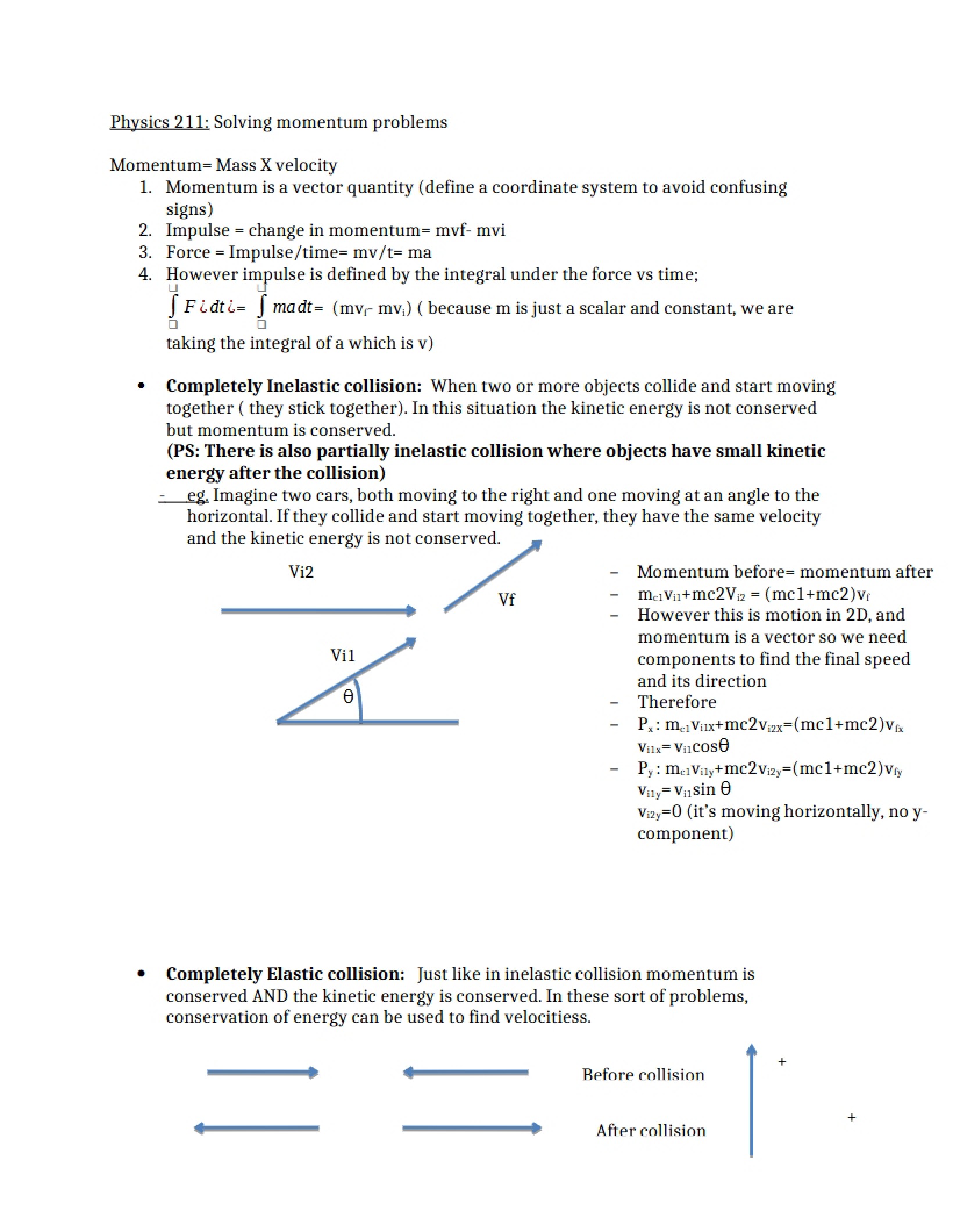 Solving Problems in Momentum (Physics 211)