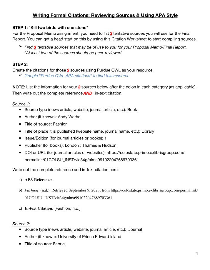 Compiling Reliable Formal Citations Using APA Style