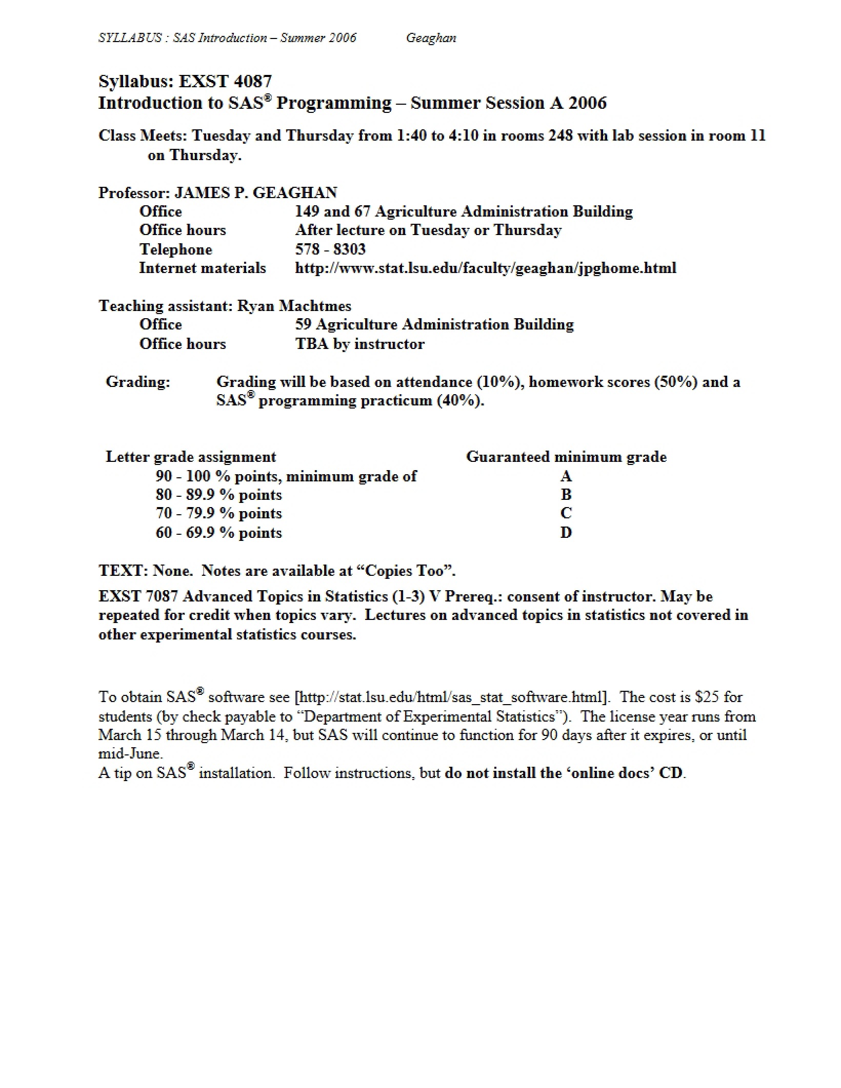 Course Syllabus Adv Stats
