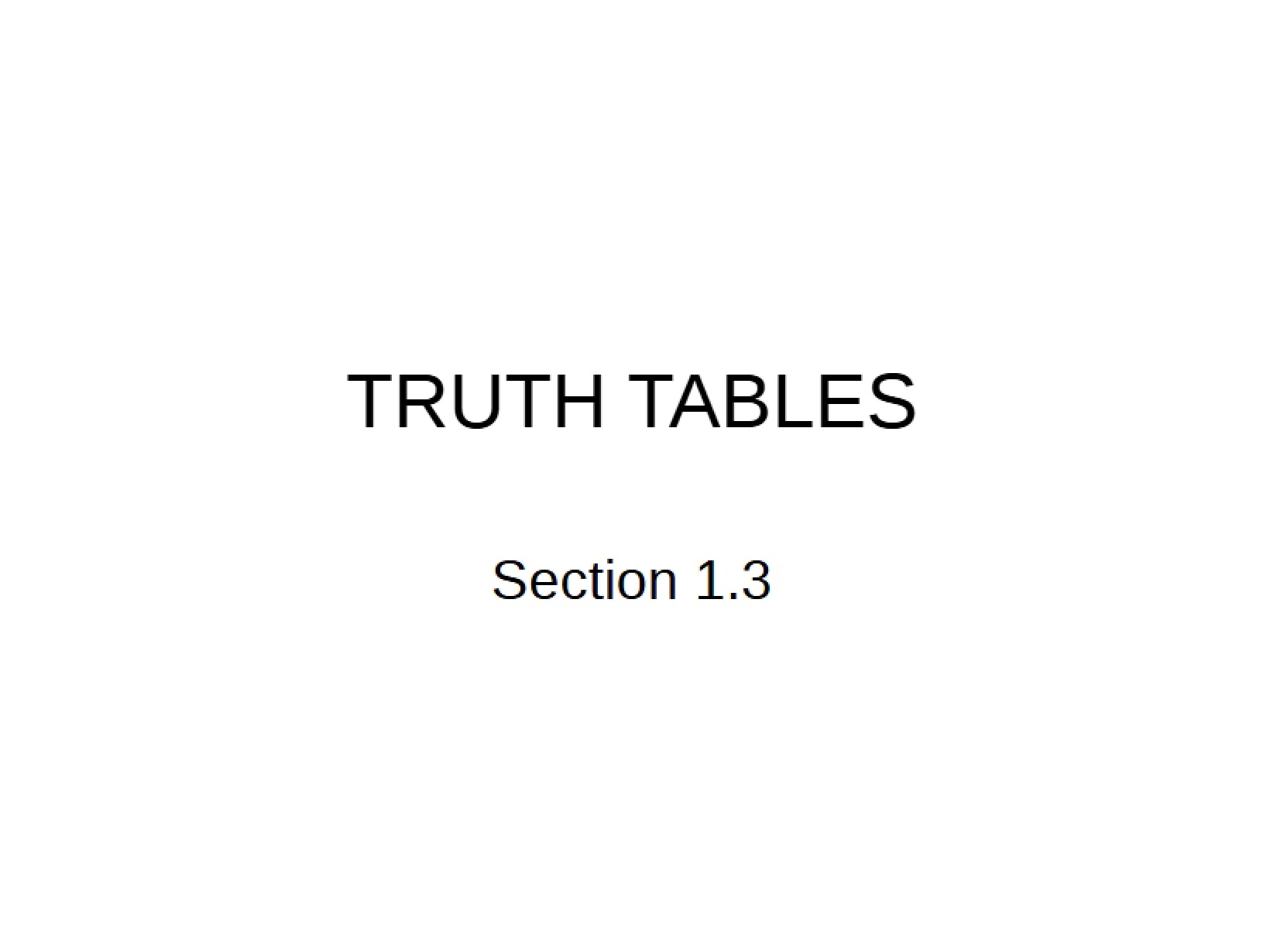 Tables of Truth - College Mathematics