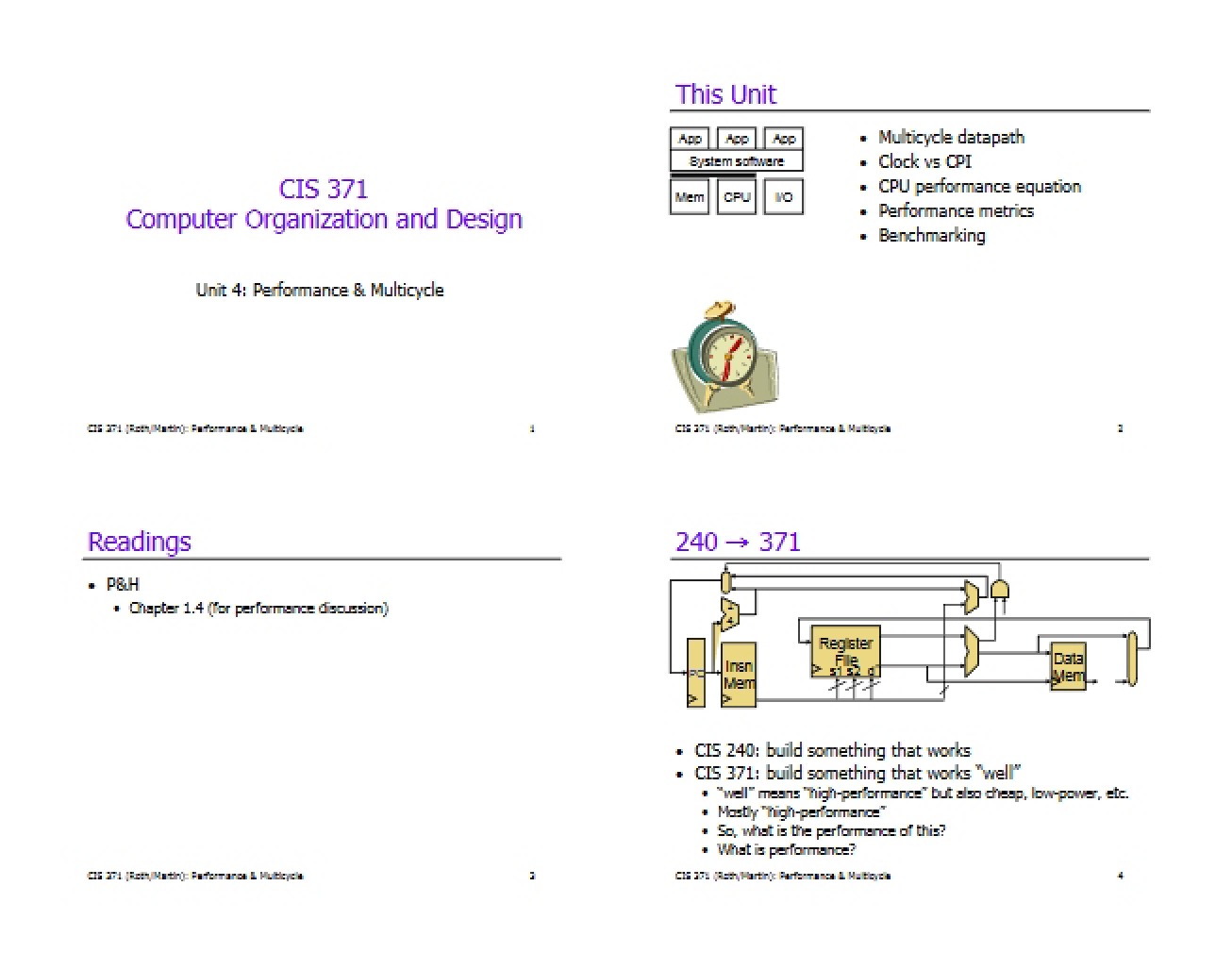 Multicycle Processing and Performance