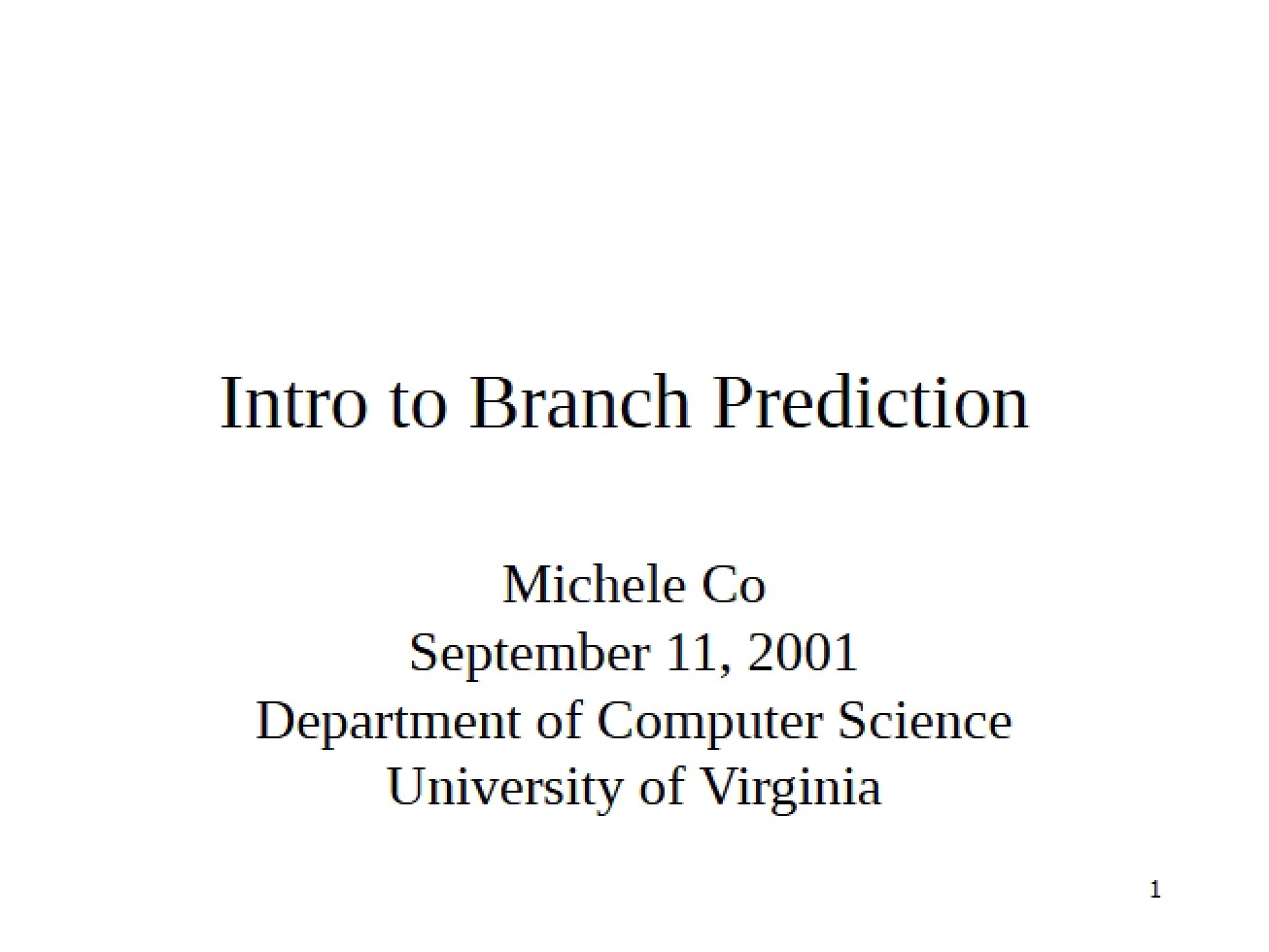 Branch Prediction Introduction