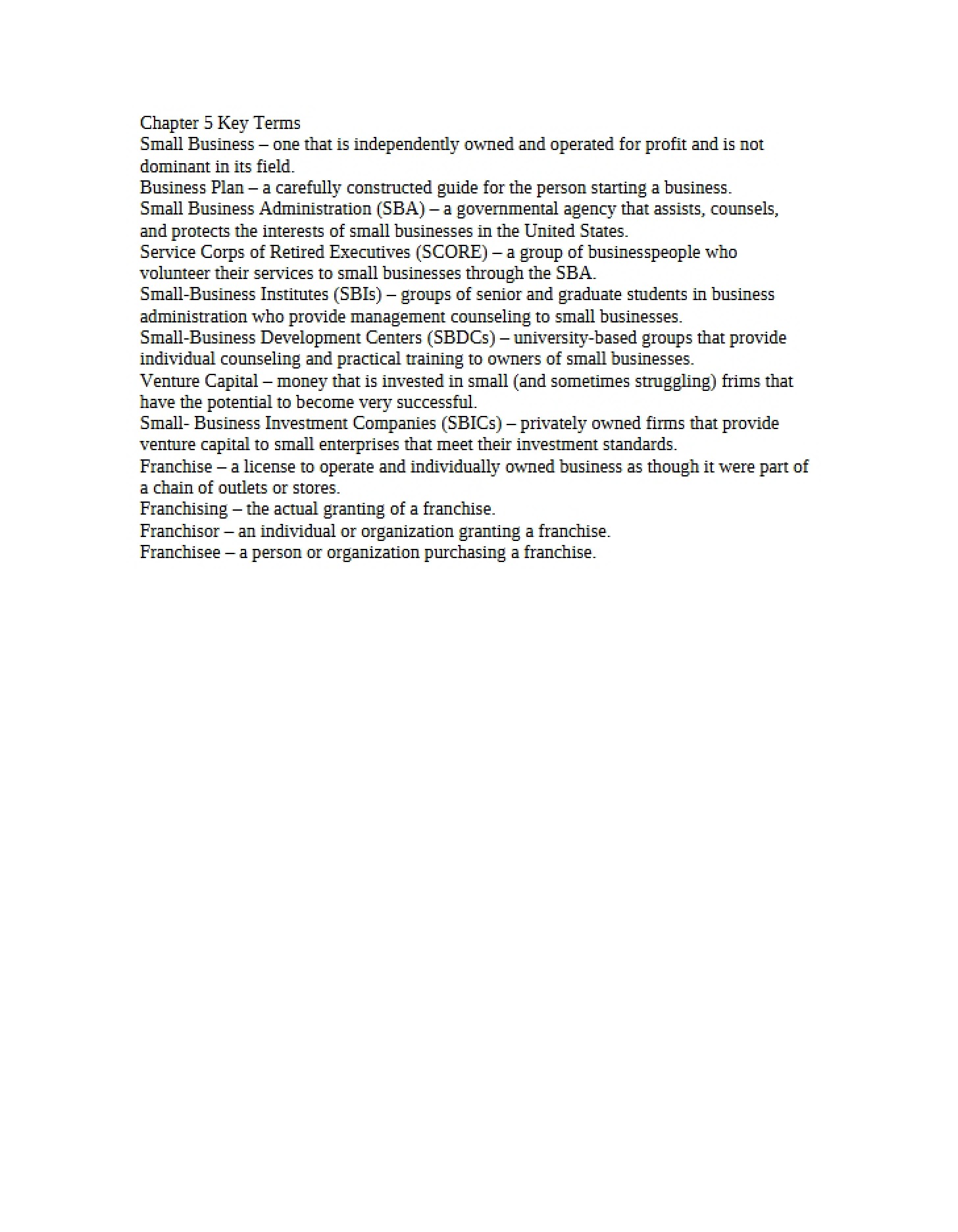 Key Terms Chapter 5
