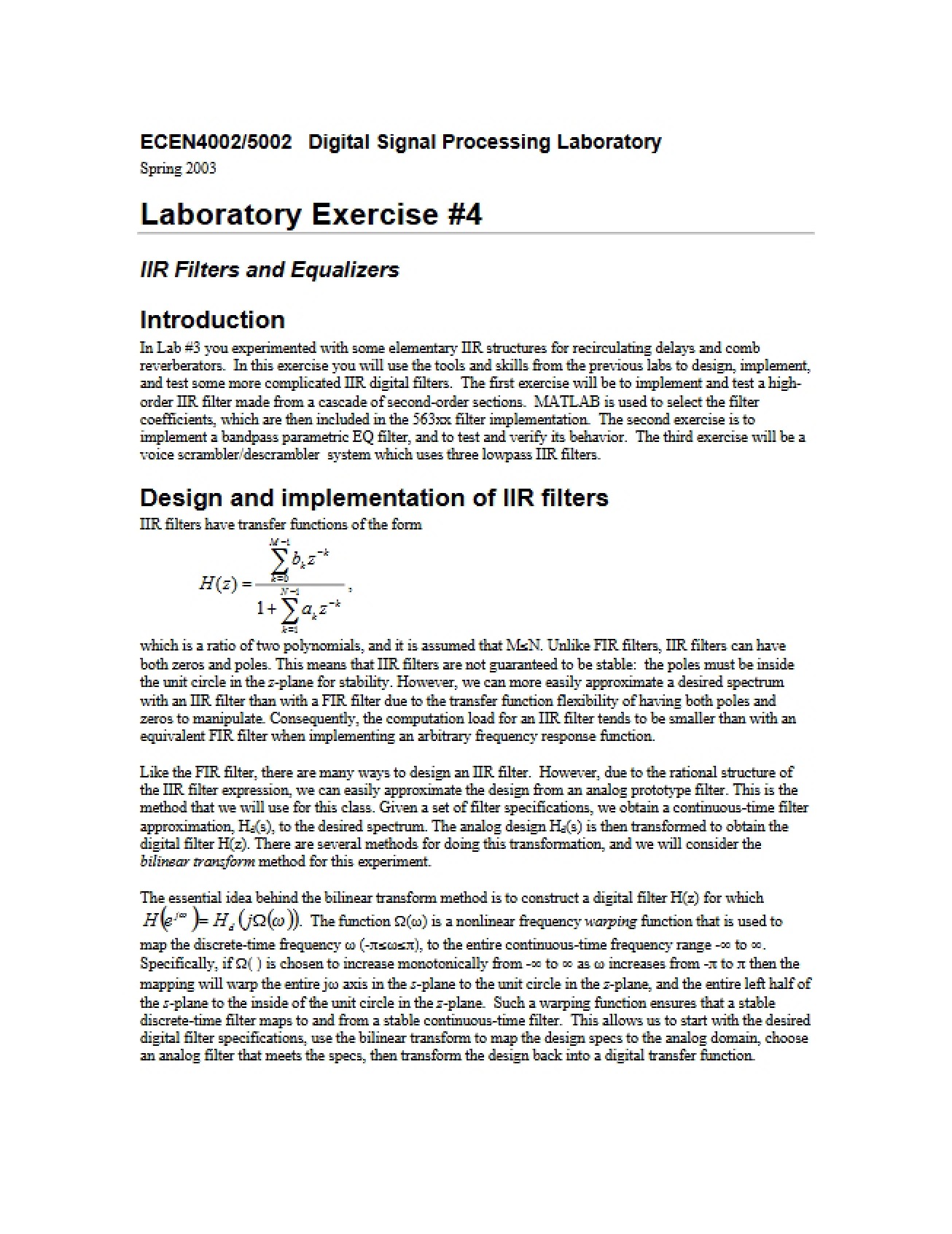 Fourth Laboratory Exercise