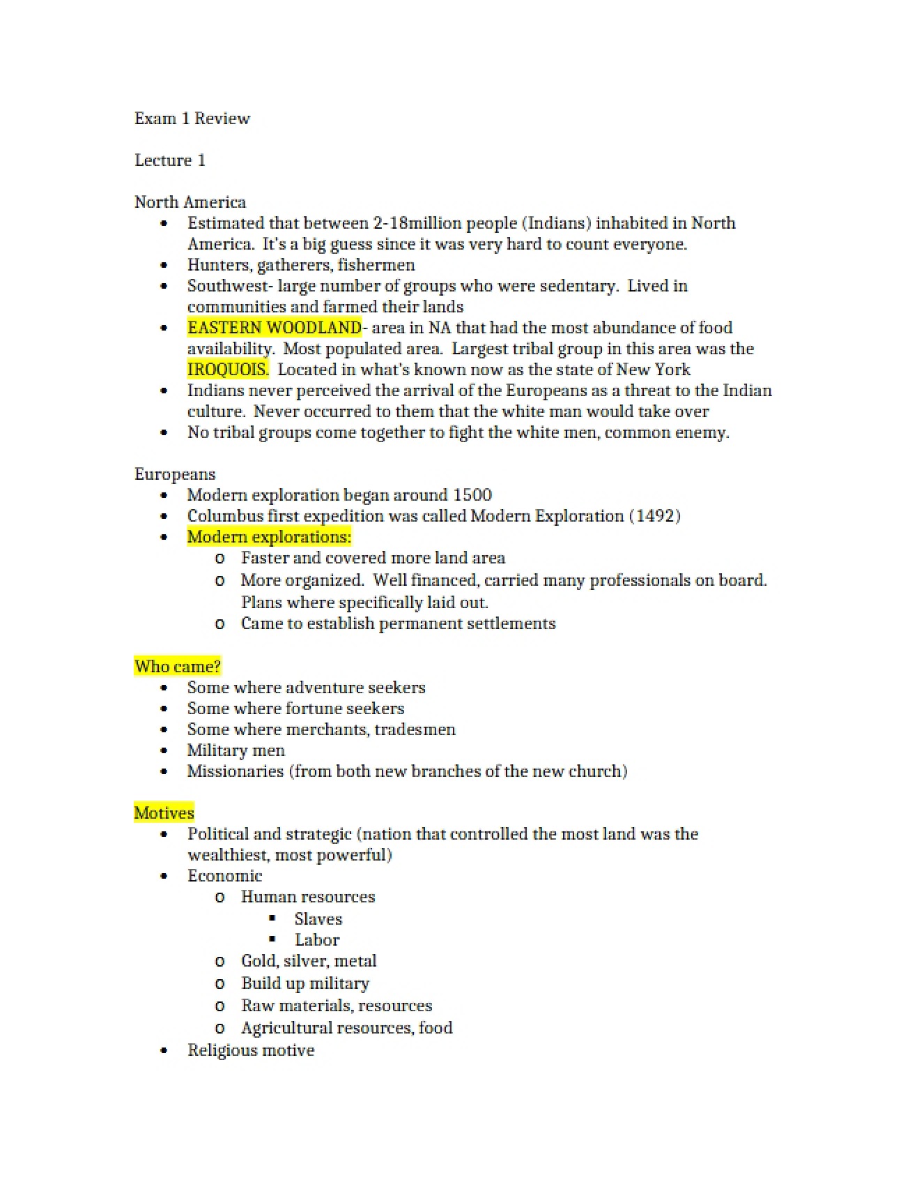 First History Examination