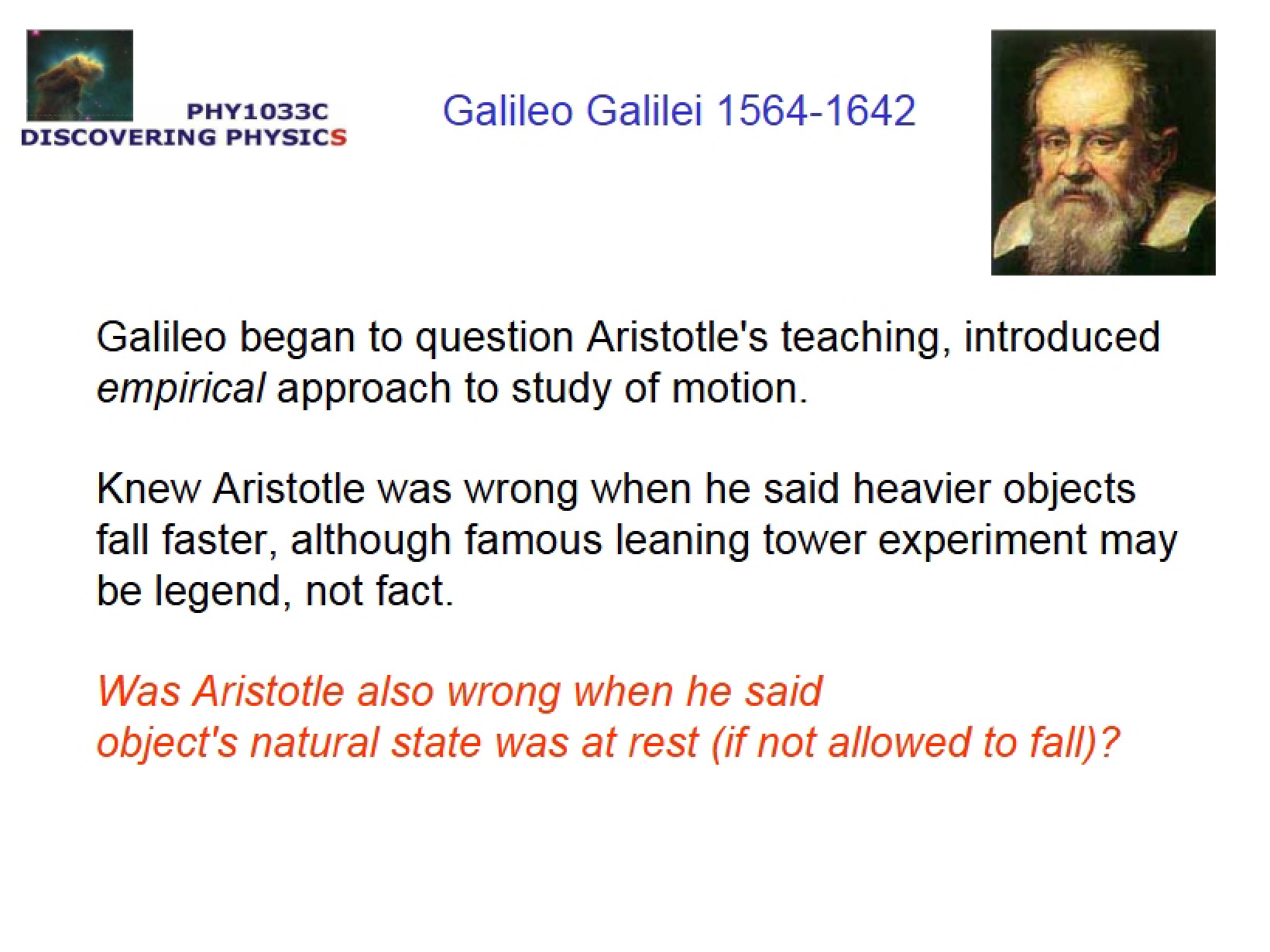 1564-1642 Galileo Galilei