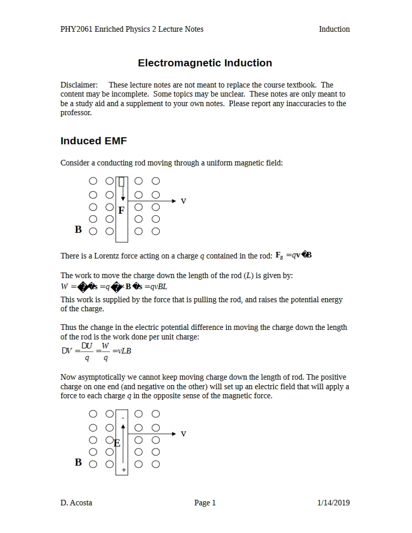 Induction of Electromagnetism