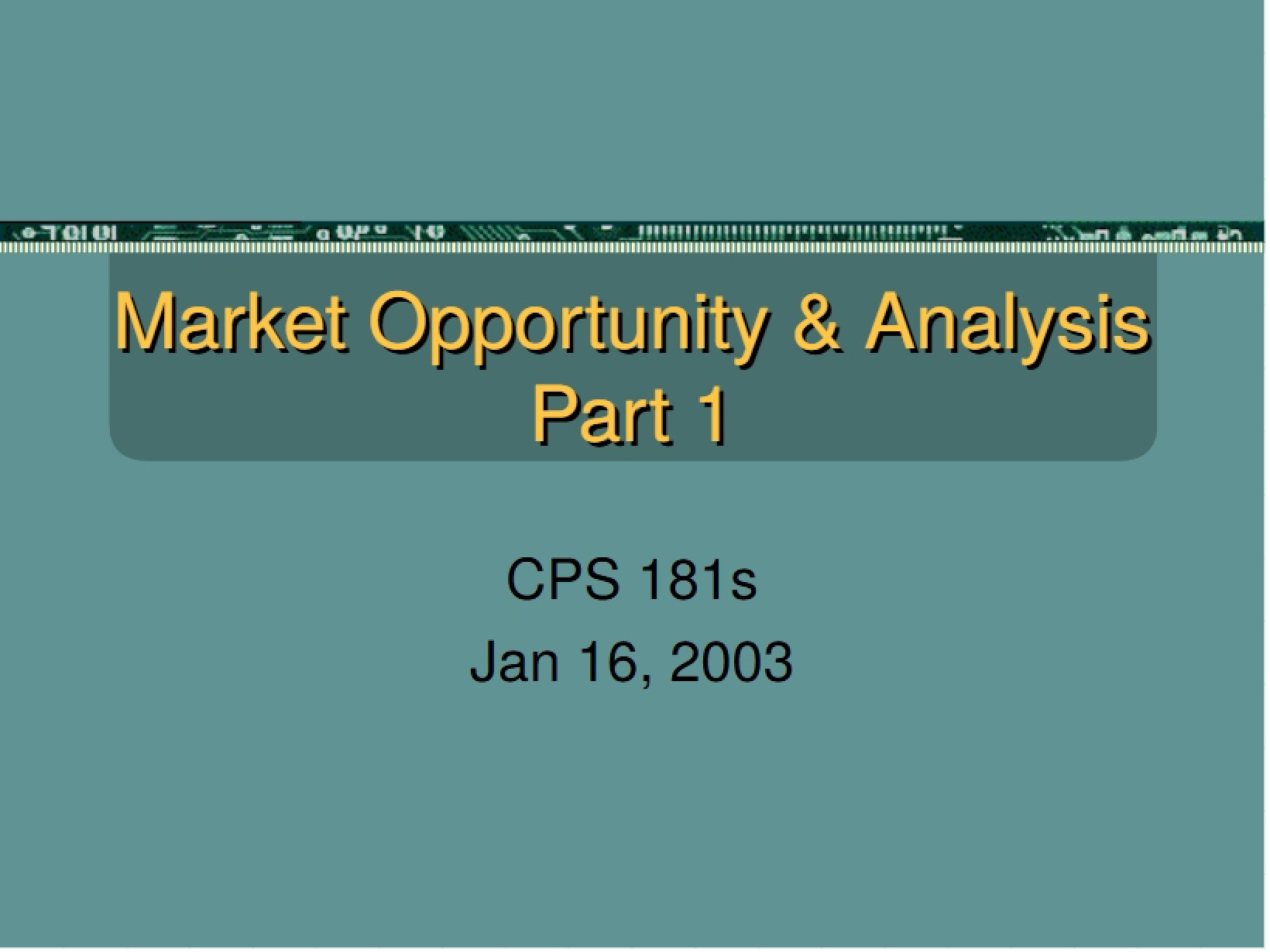 Opportunity Analysis in Markets