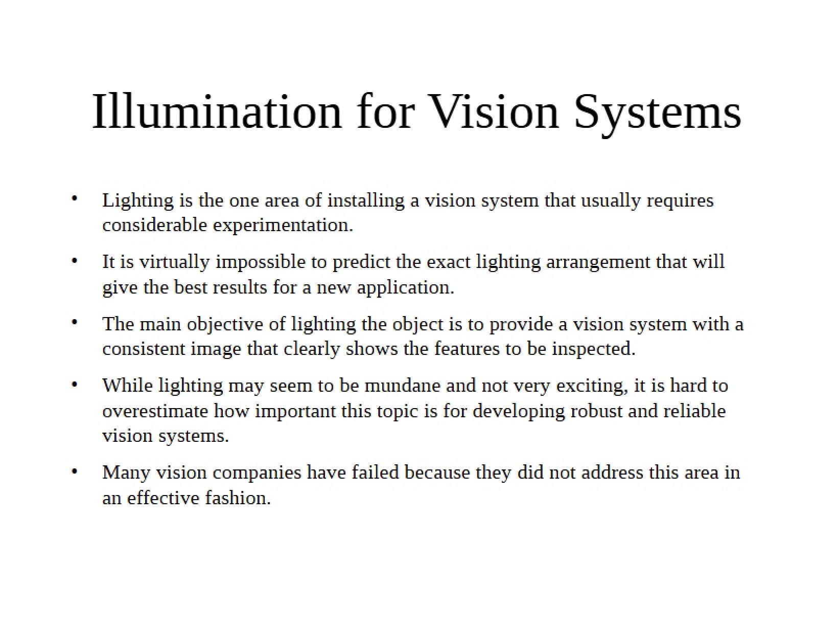 Vision Systems Illumination