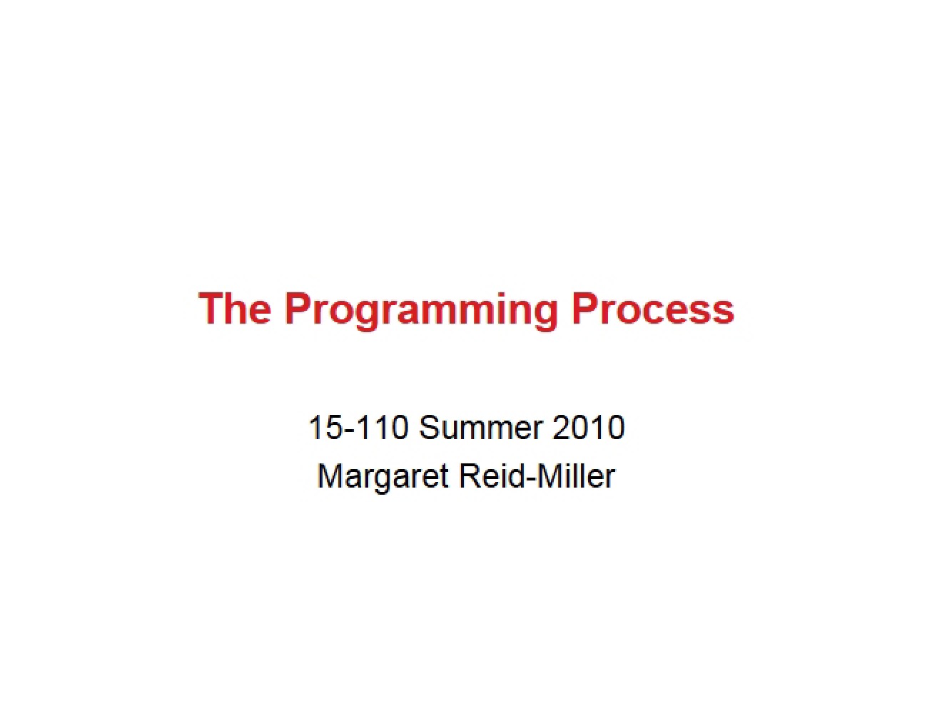 Process of Programming