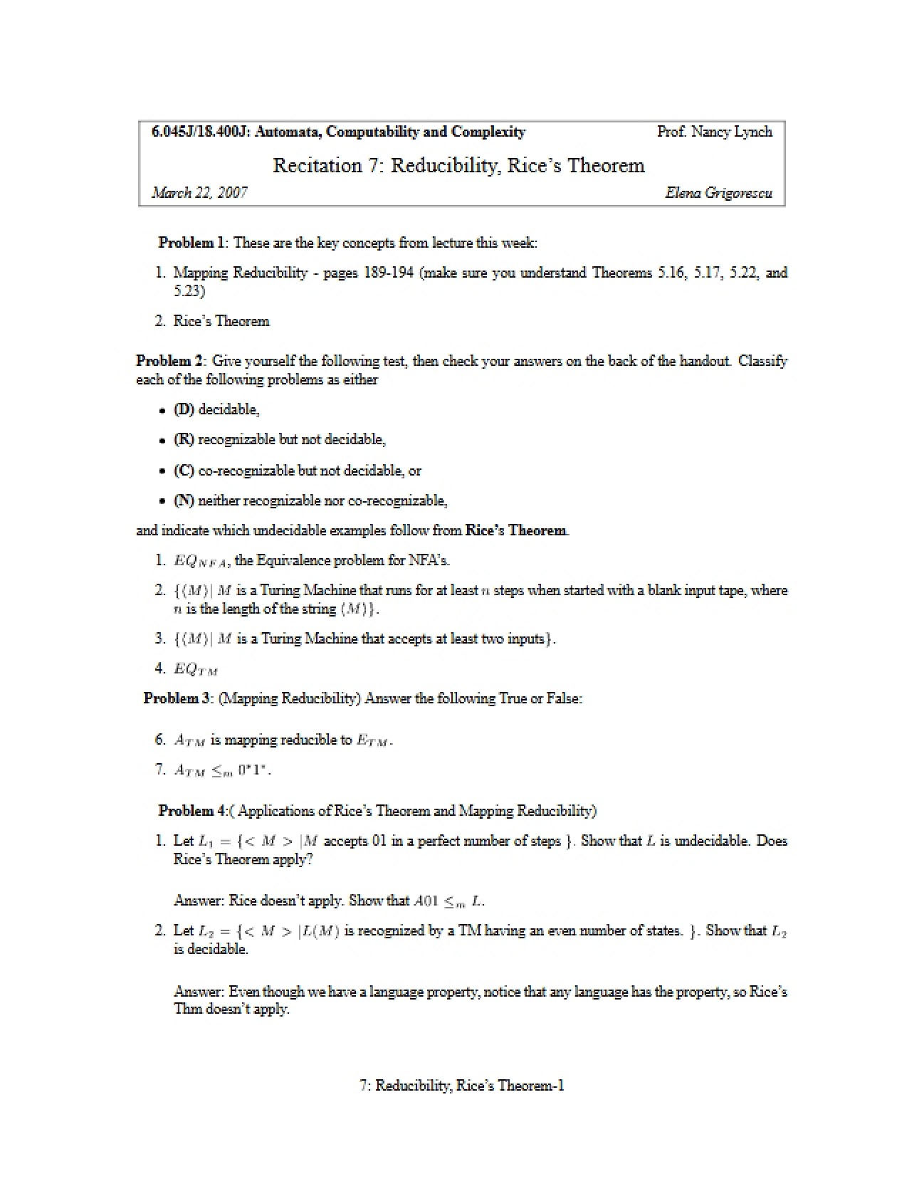 Automata Review Notes