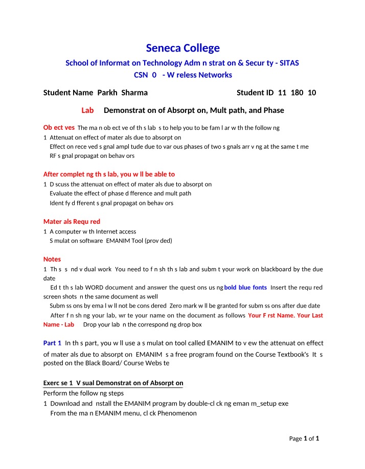 Wireless Network Absorption and Multipath