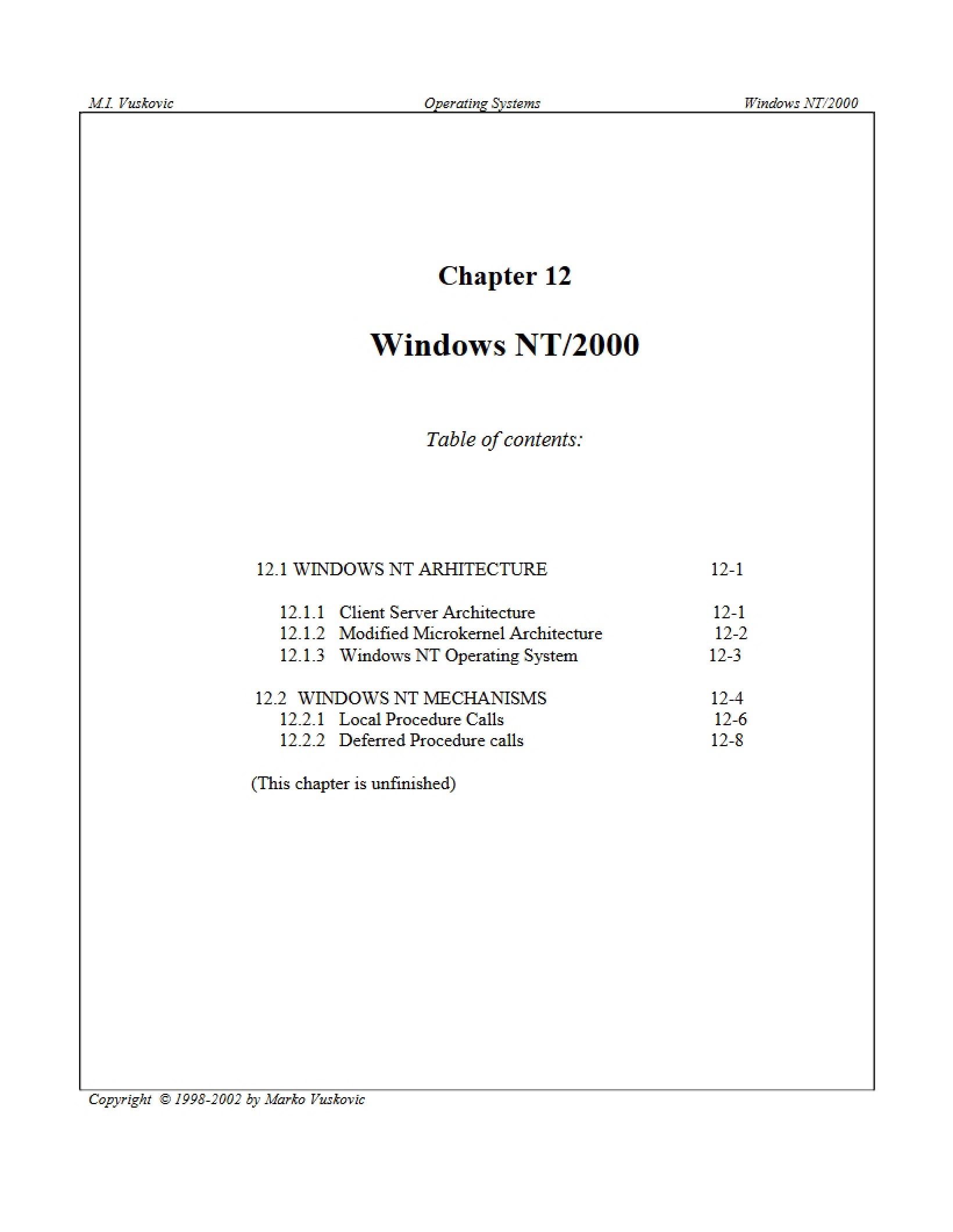 Windows NT-2000 Operating Systems