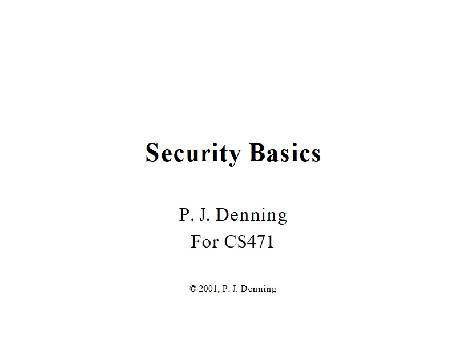 Fundamentals of Security