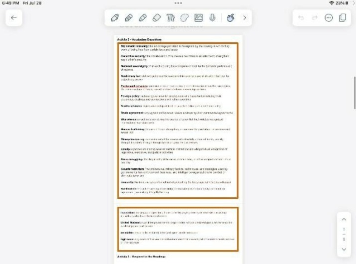 Vocabulary and Activities for International Relations