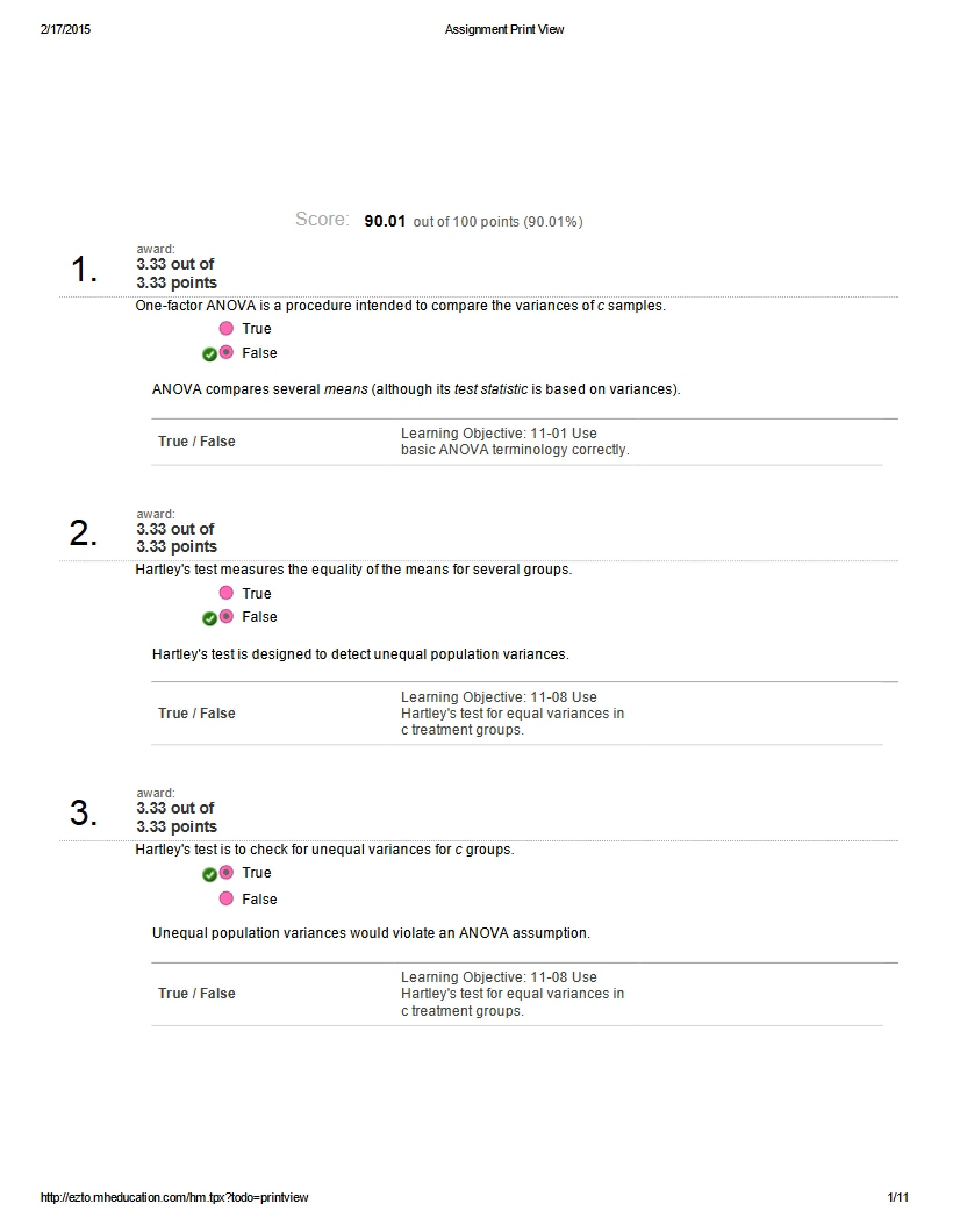ANOVA Assignment 5 Answers