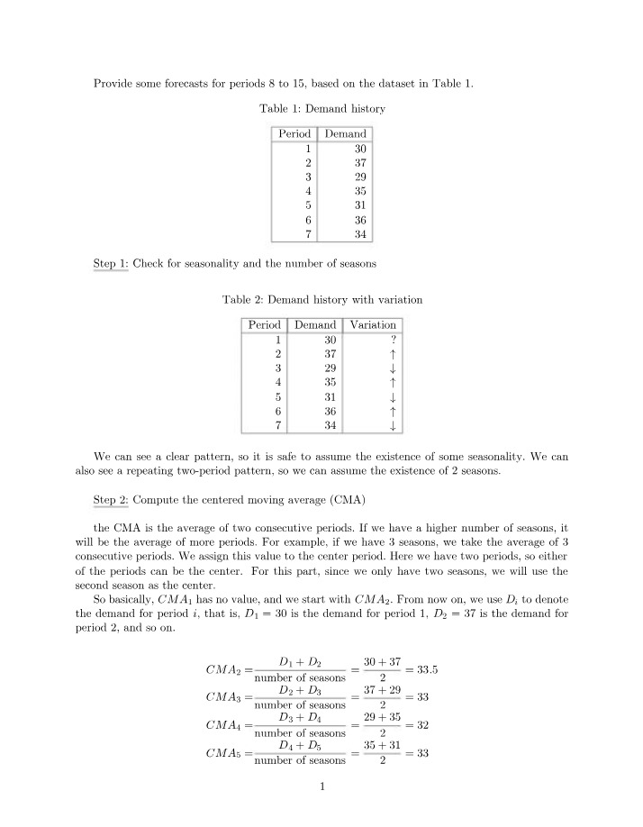 Demand Patterns - Forecasting with Historical Data
