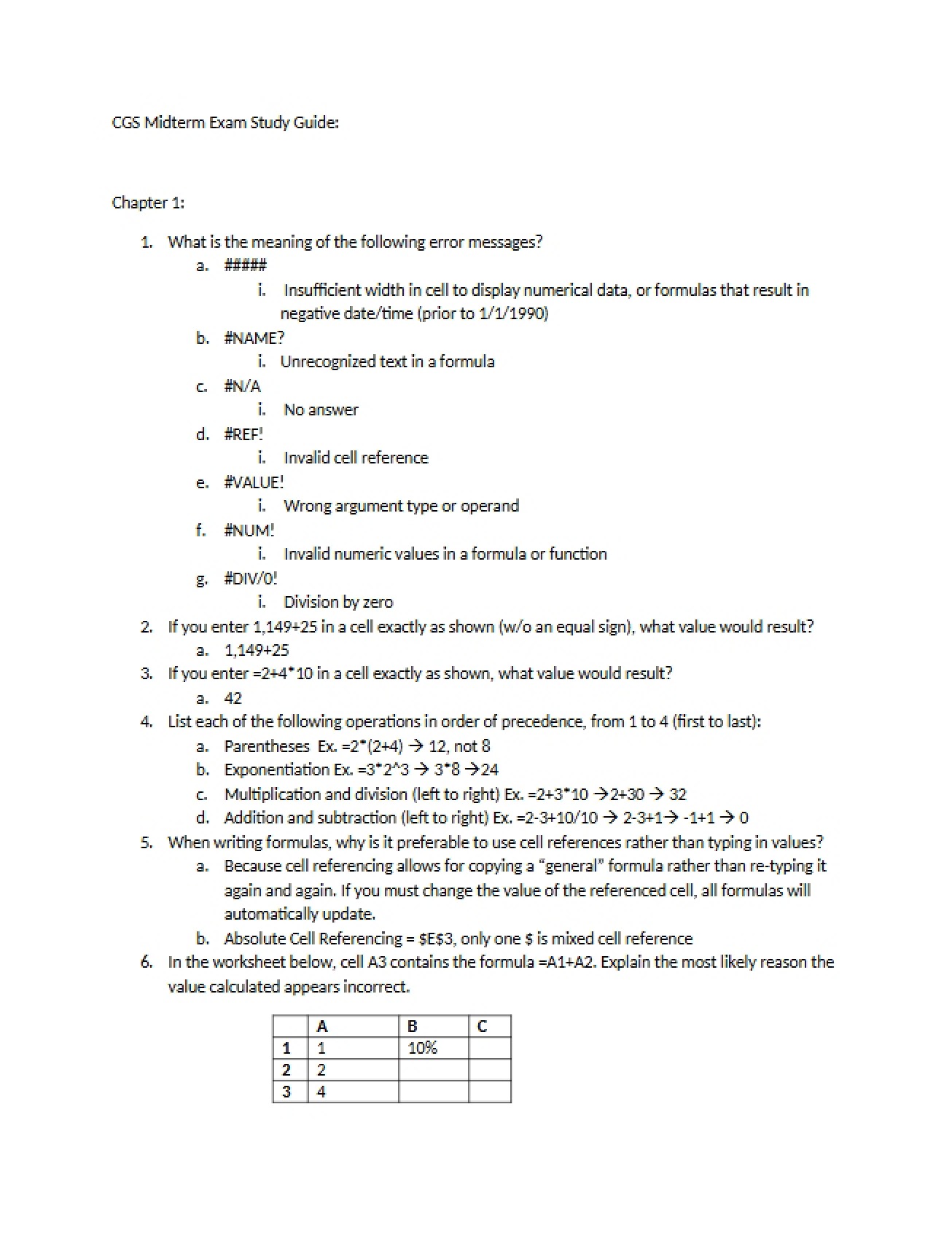 Study Guide for Midterm Exam