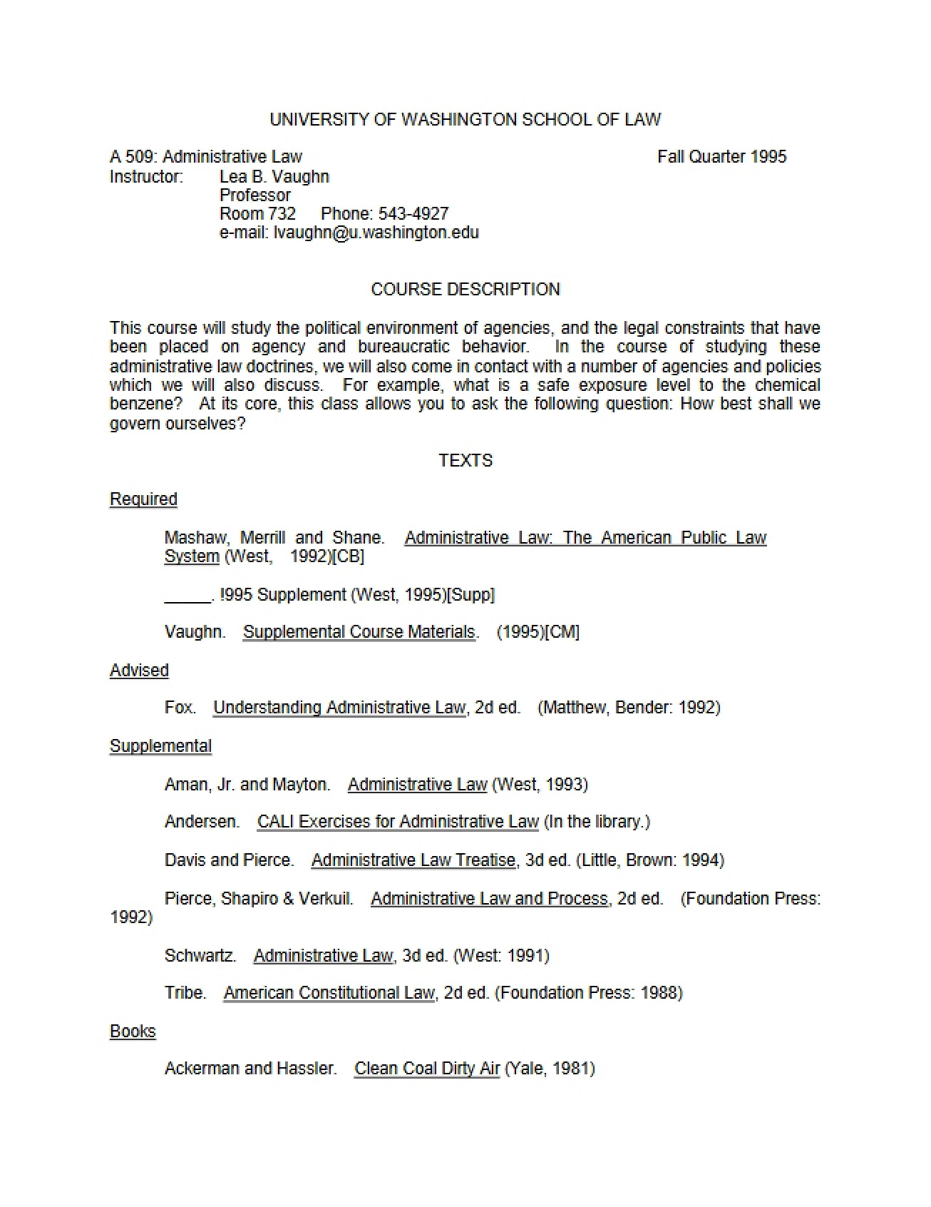Class Syllabus