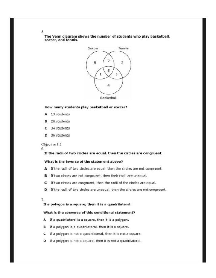 Math Problems - Venn Diagrams and Geometry Logic