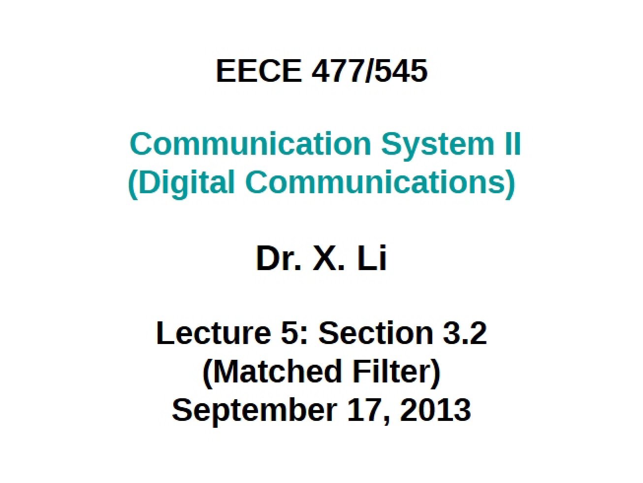 Matched Filter in Communications