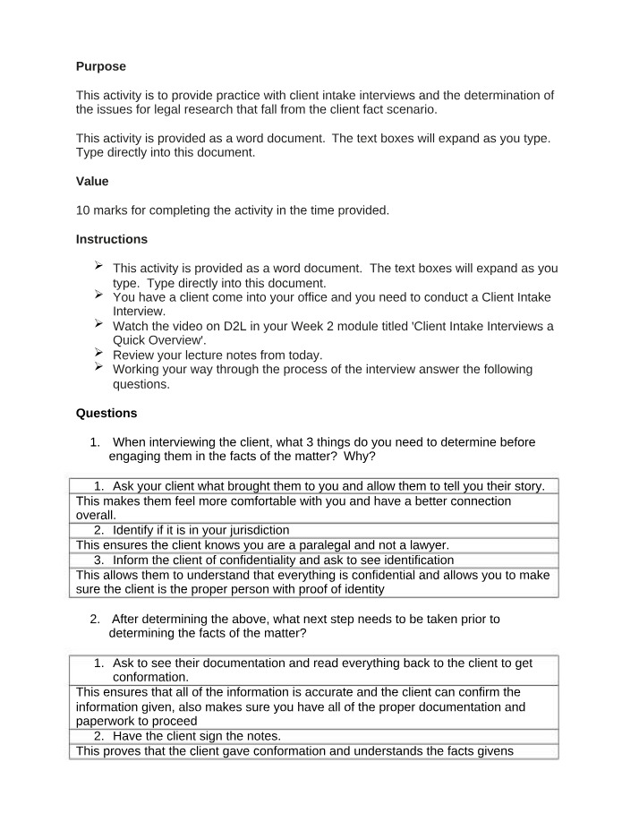 Determining Legal Research Issues in Client Intake Interviews
