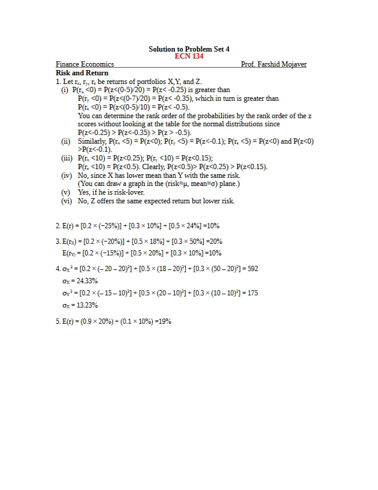 Answer Key 1 Homework 4