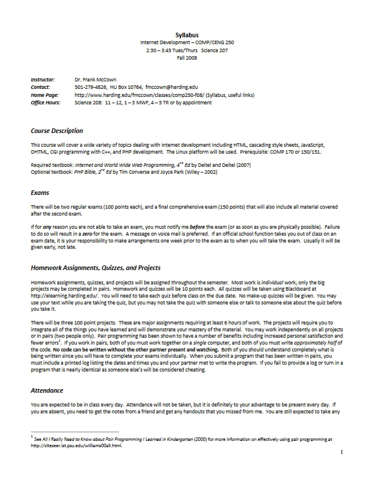 Web Development Class Syllabus