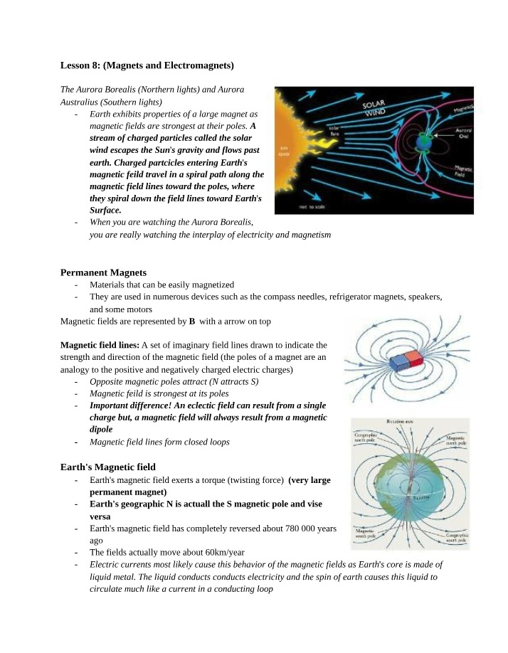 Magnets, Electromagnets, and Earth's Magnetic Field