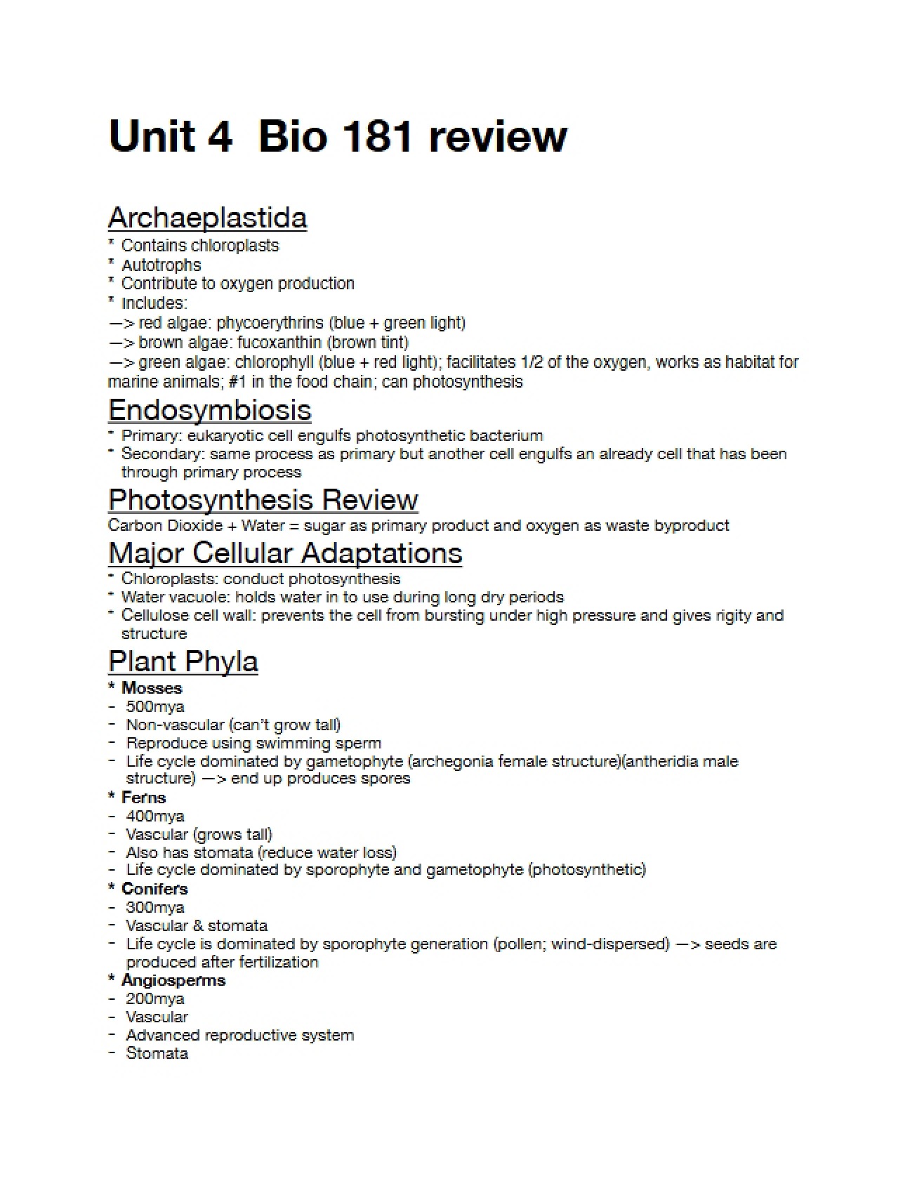 Review of Unit Four