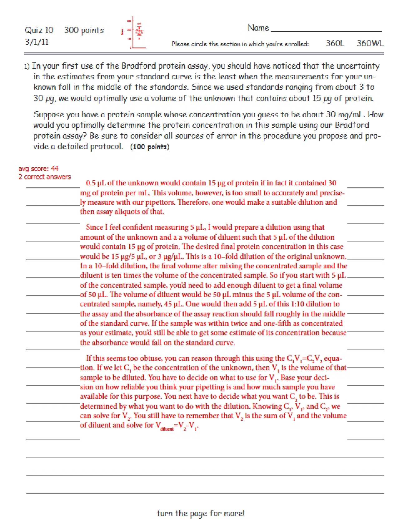 Biochemistry Lab - Quiz 10