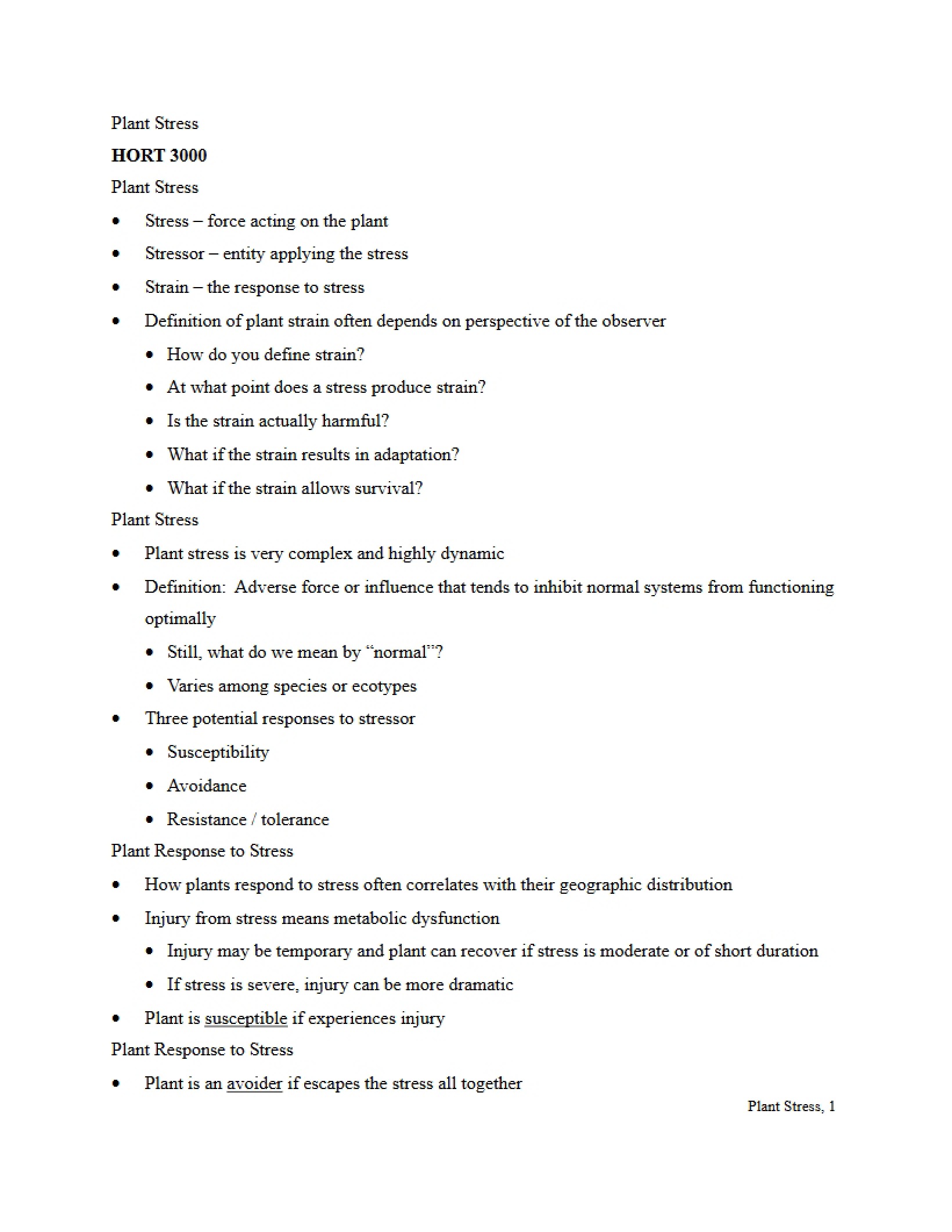Unit 24 - Stress in Plants