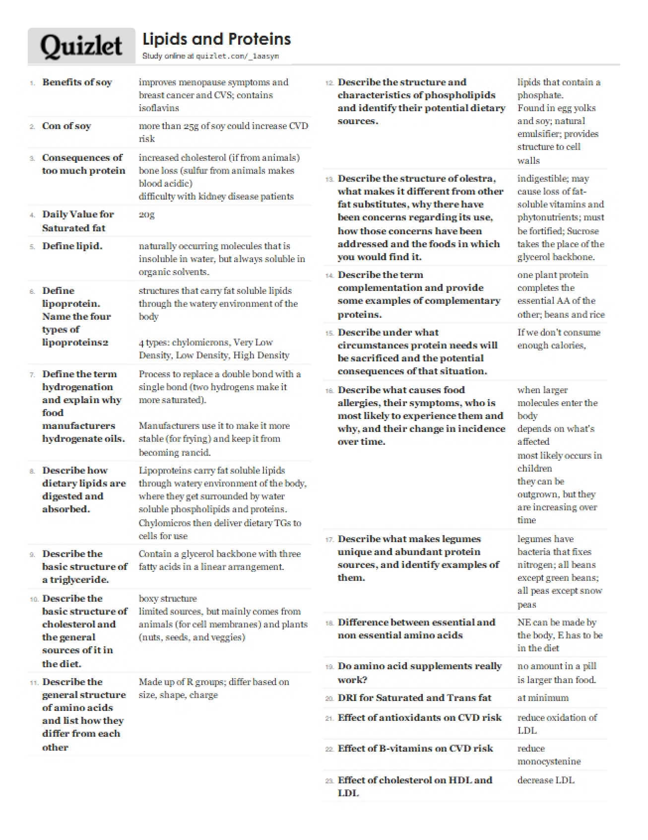 Proteins and Lipids